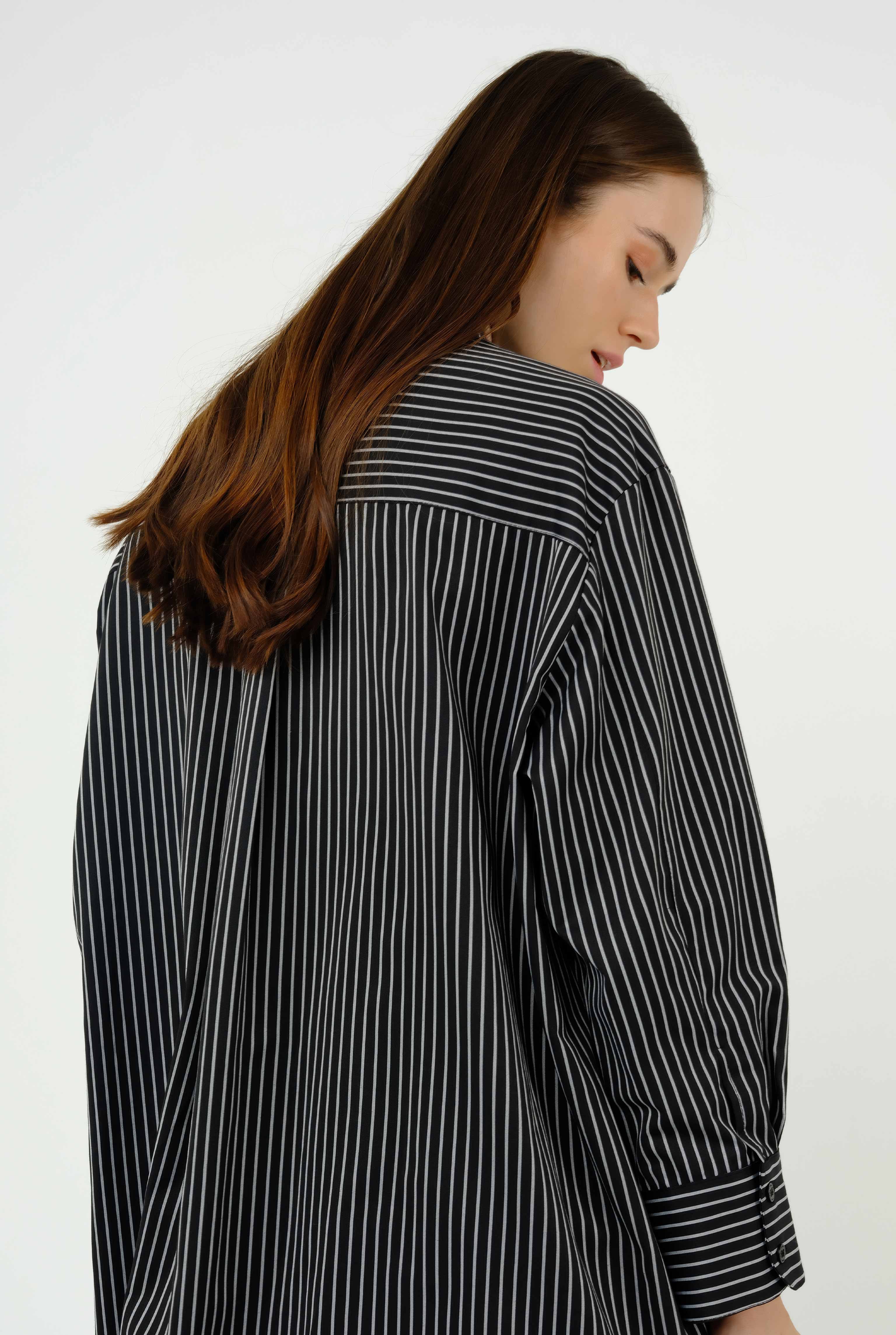 Oversize Striped Shirt Black