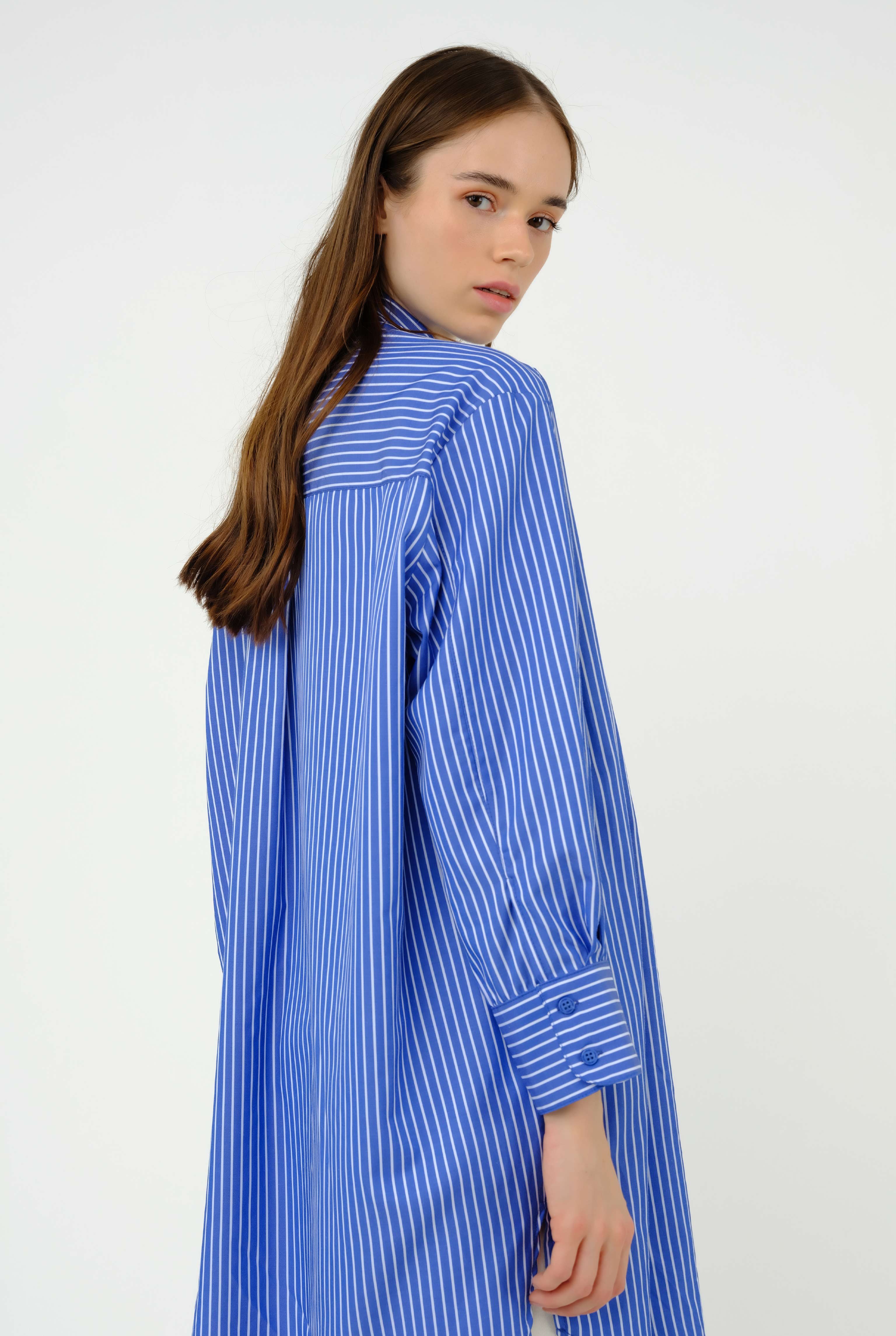 Oversize Striped Shirt Blue 