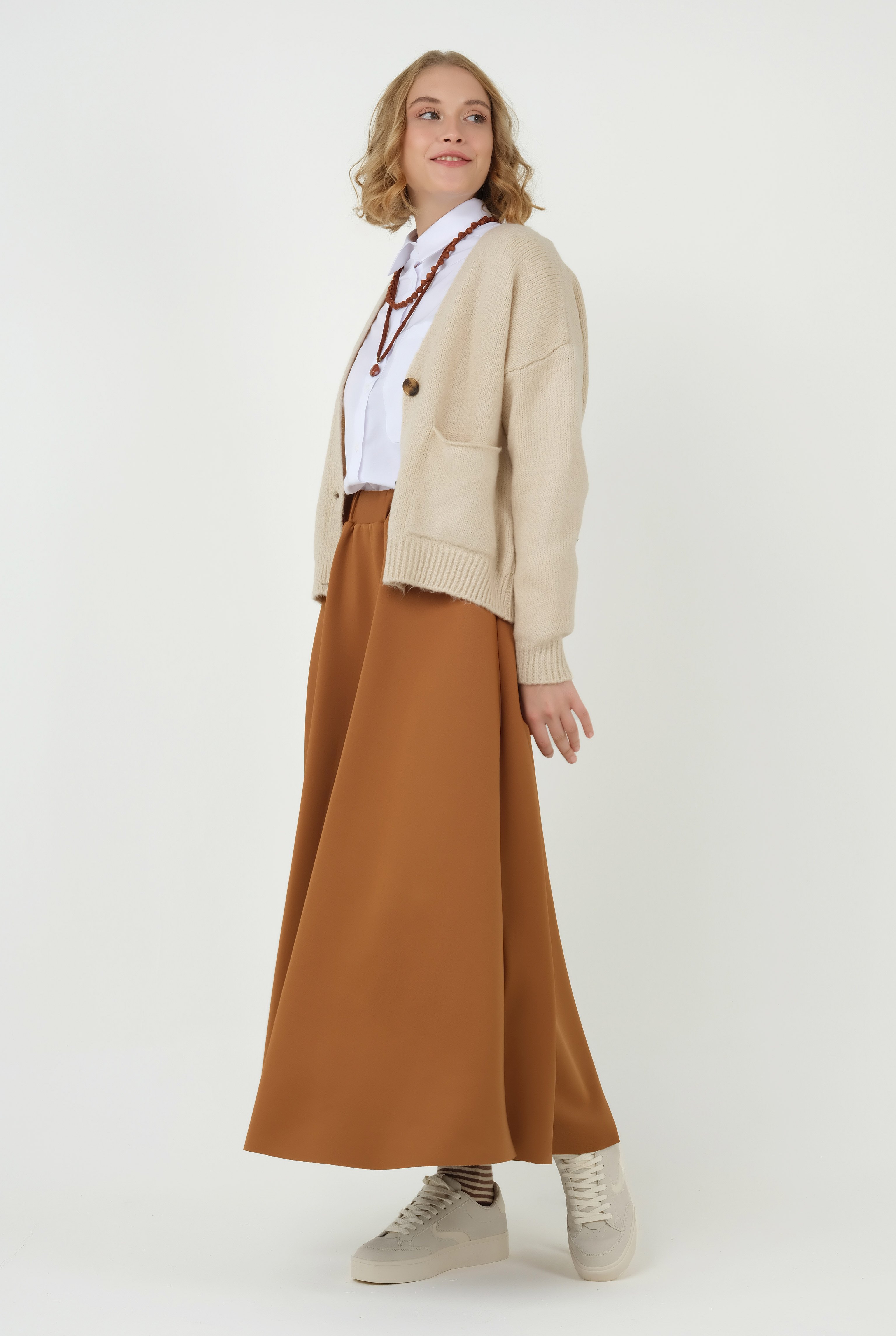Flared Submersible Skirt Mummy Brown 