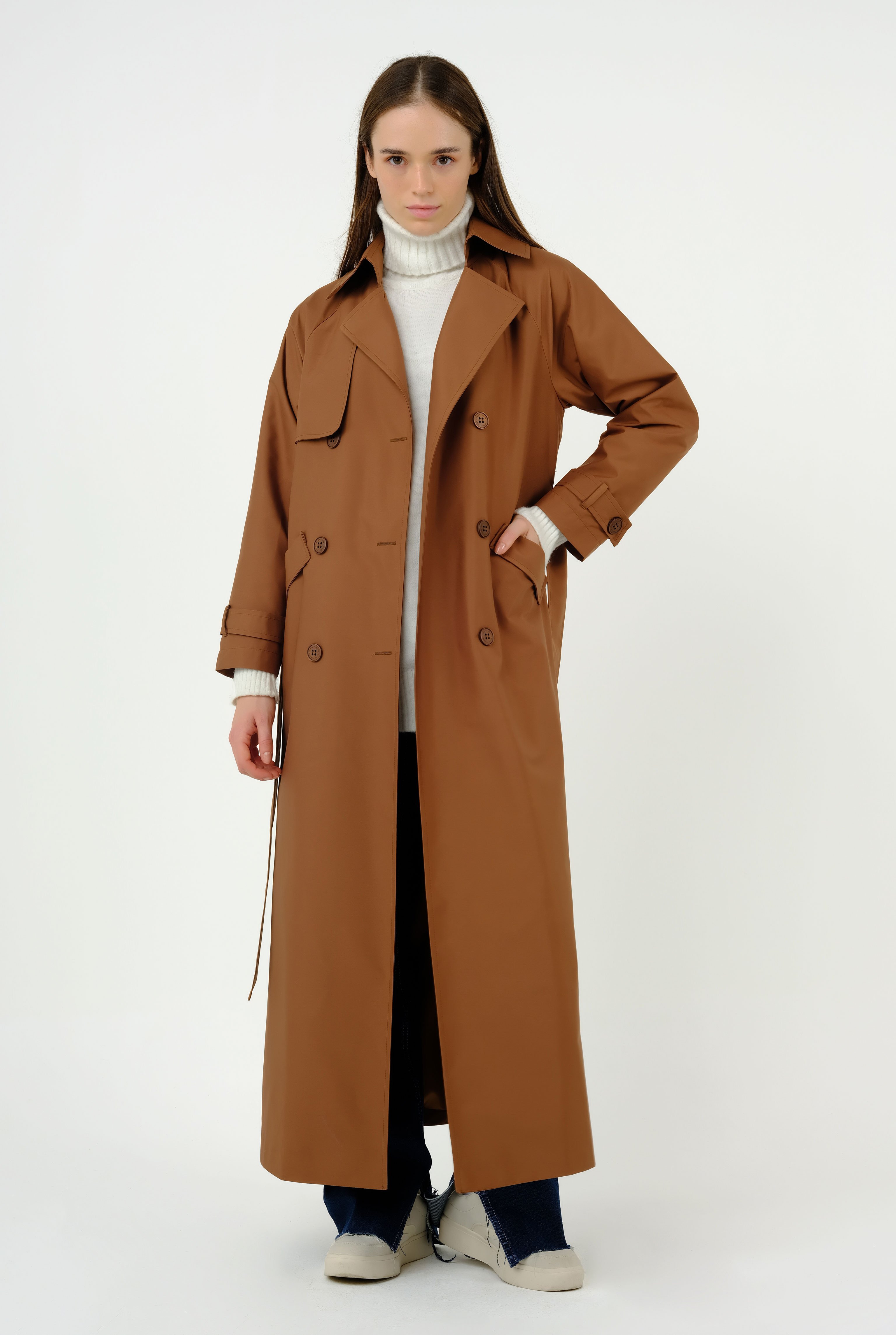 Raglan Sleeve Liner Trench Coat Mummy Brown 