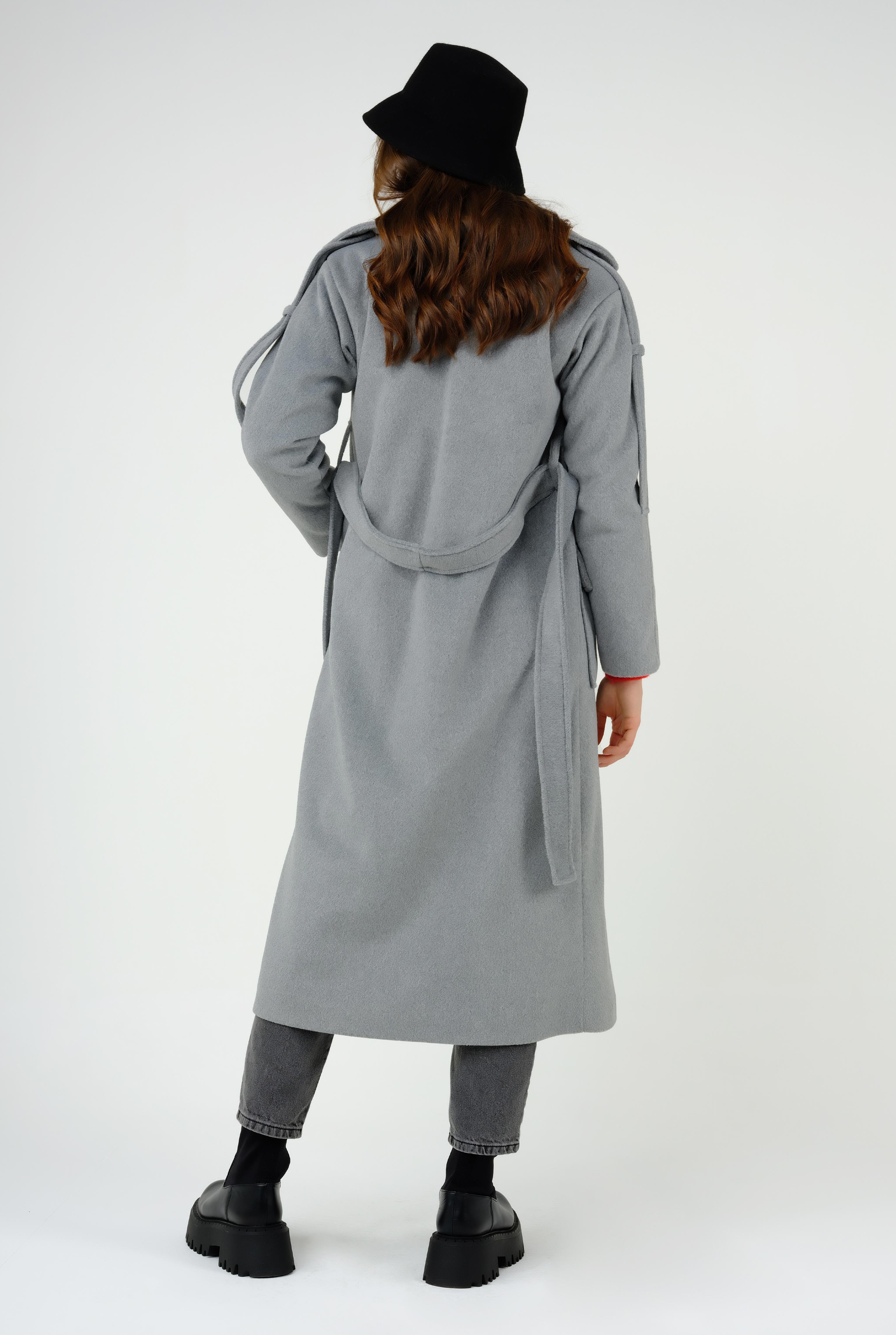 Fleece Coat With Epaulet Gray 