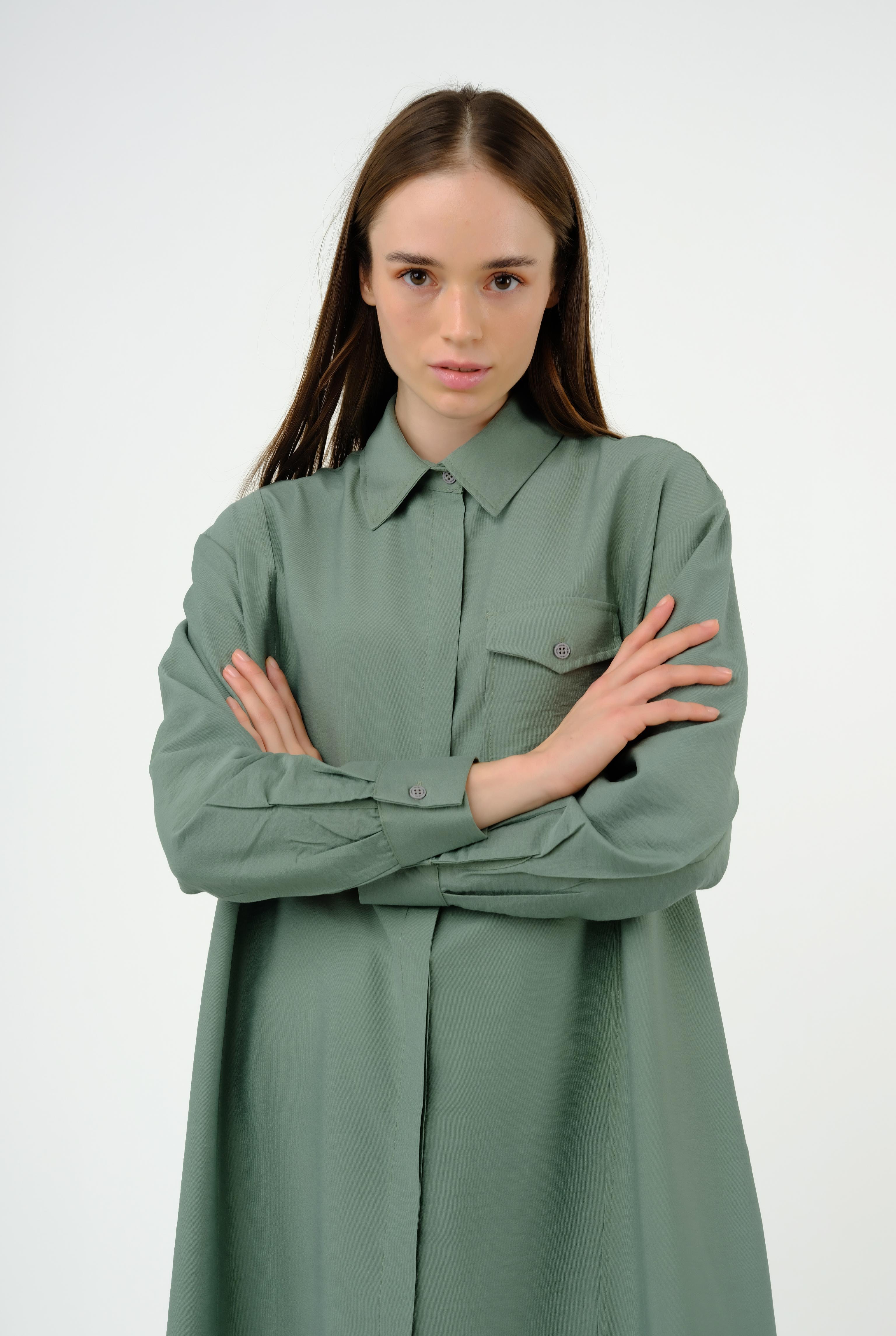 Asymmetric Shirt Almond Green 