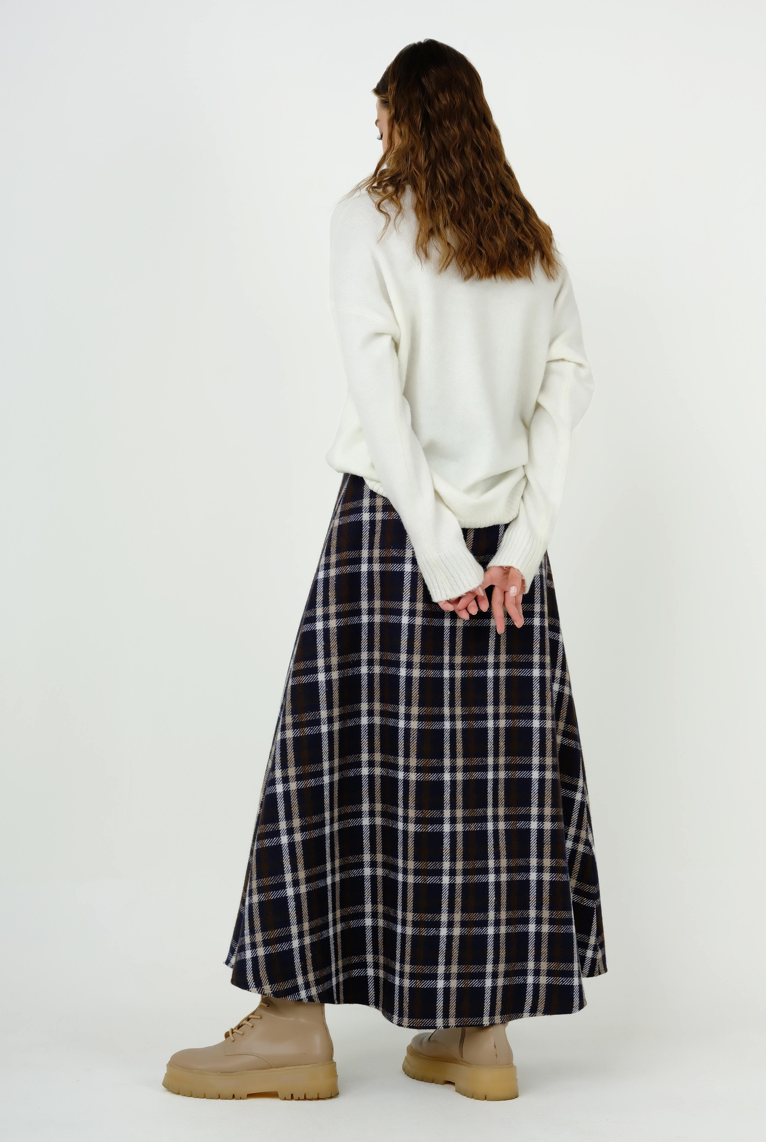 Checkered Skirt Brown