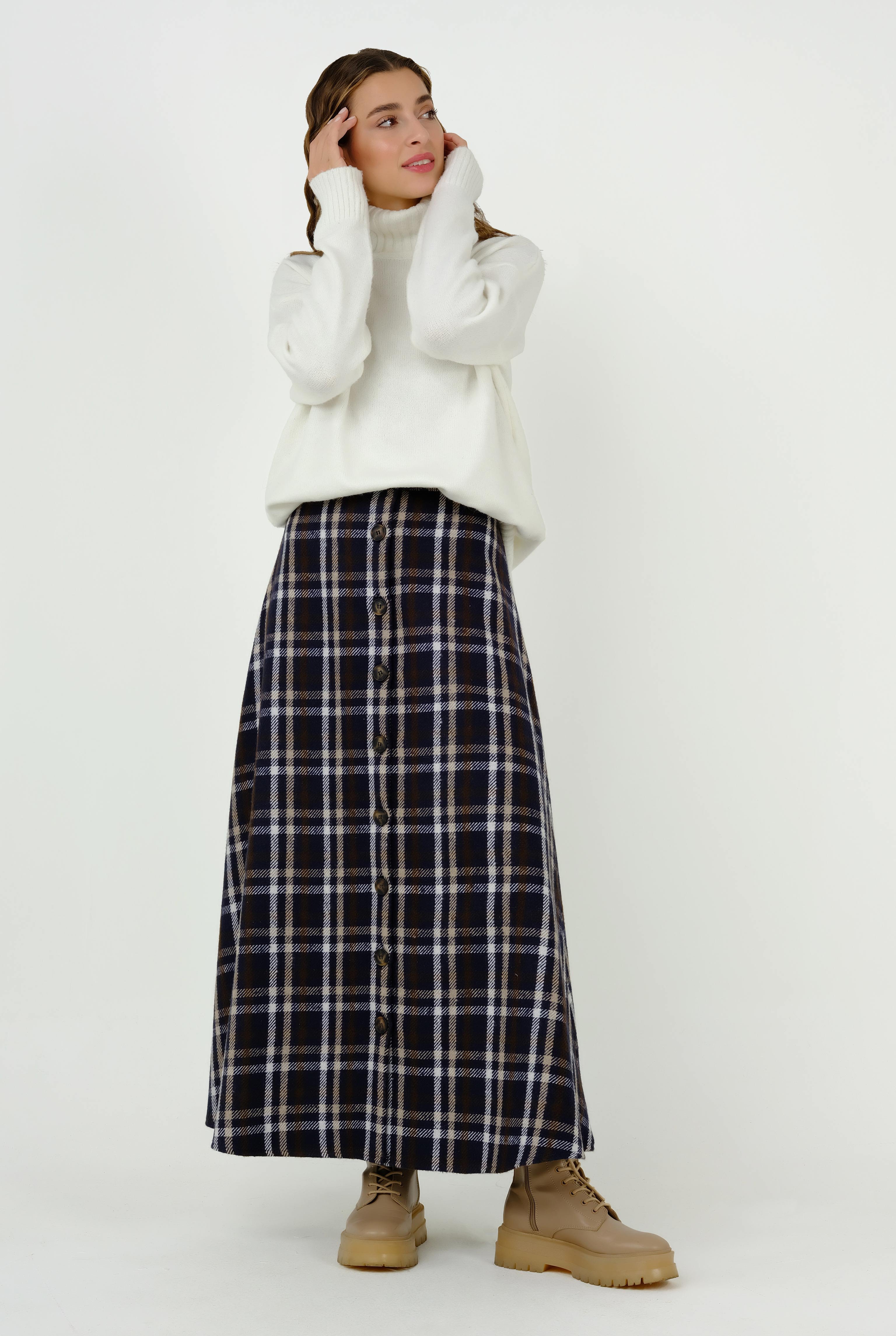 Checkered Skirt Brown