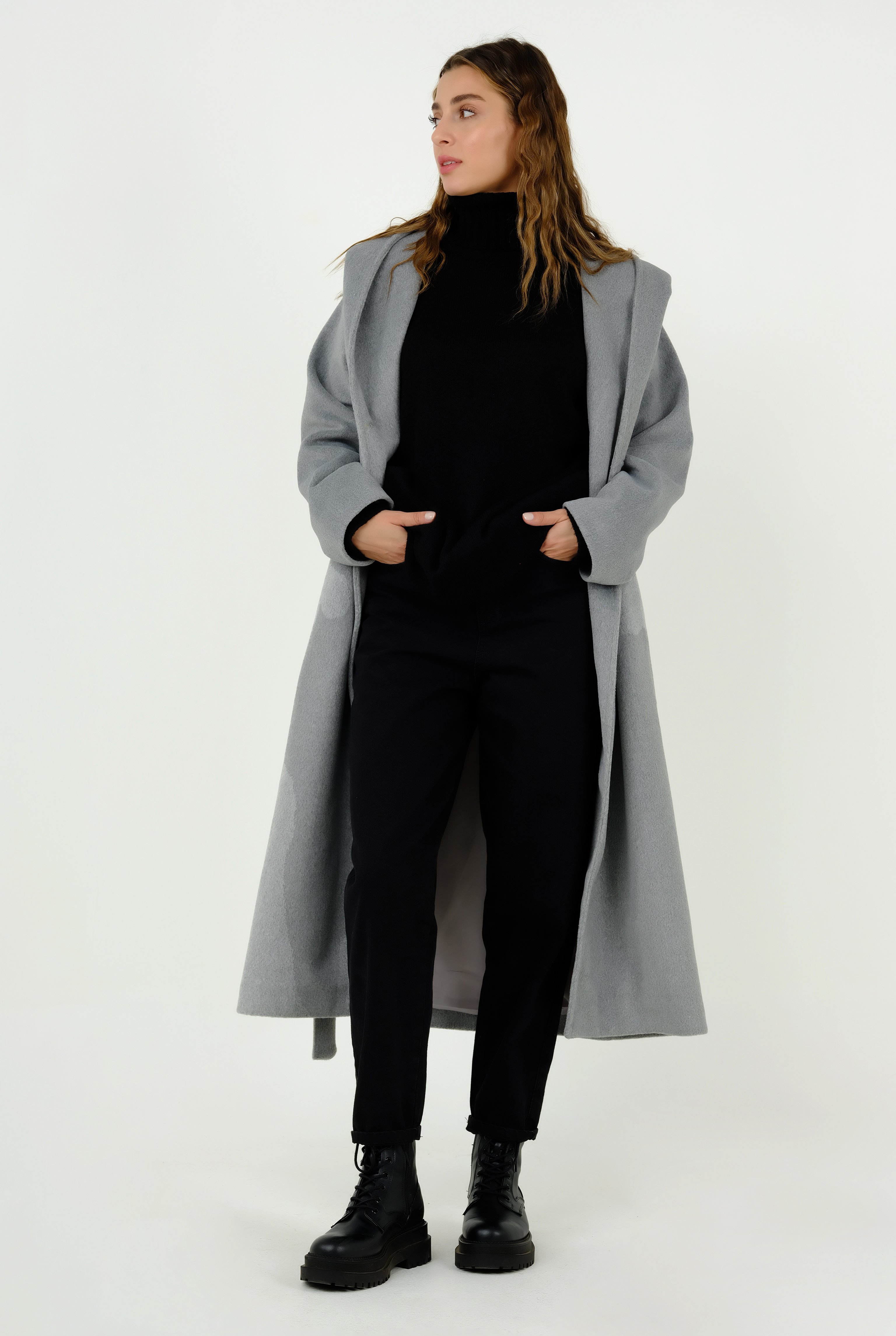 Hooded Fleece Coat Gray 