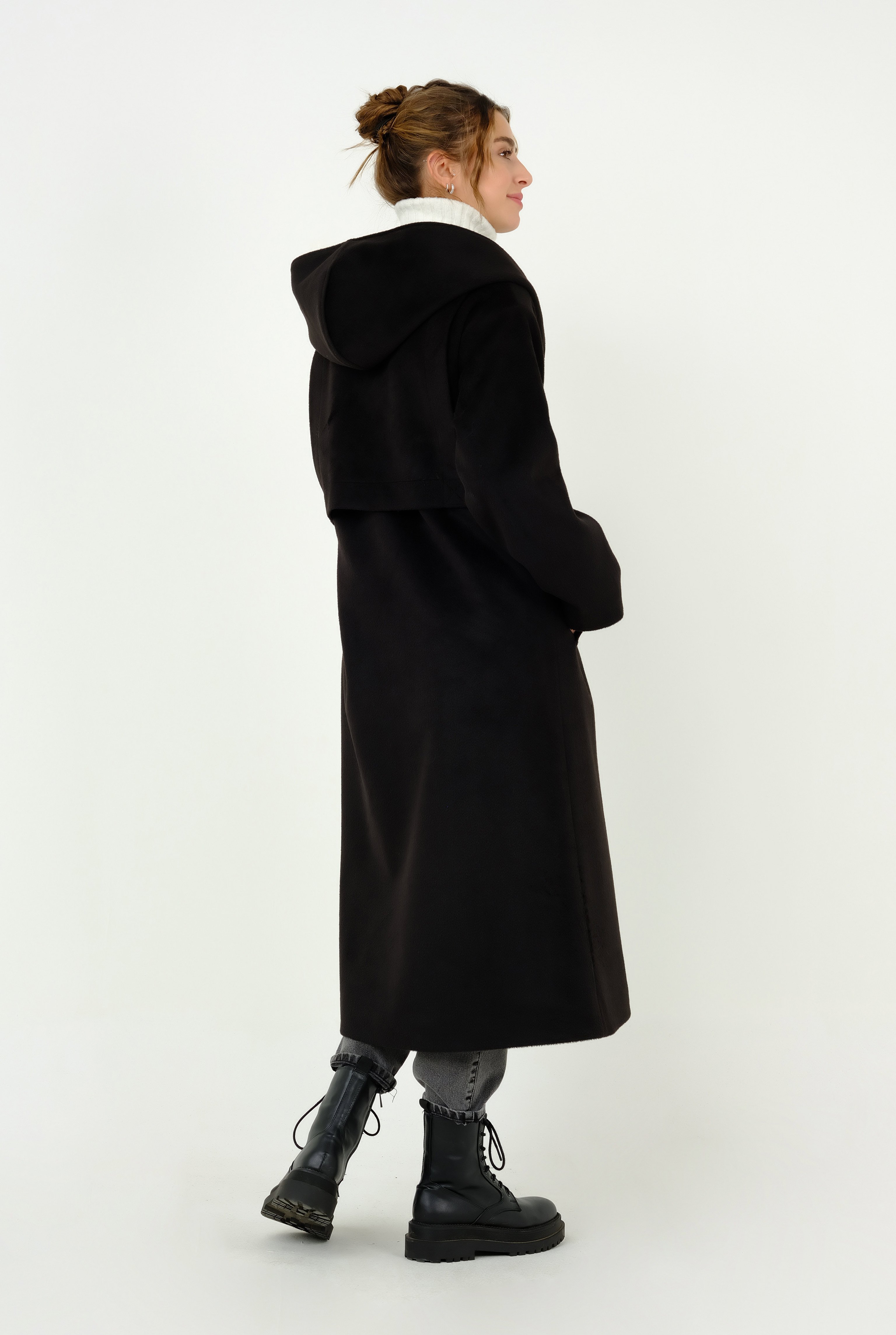 Hooded Fleece Coat Black 