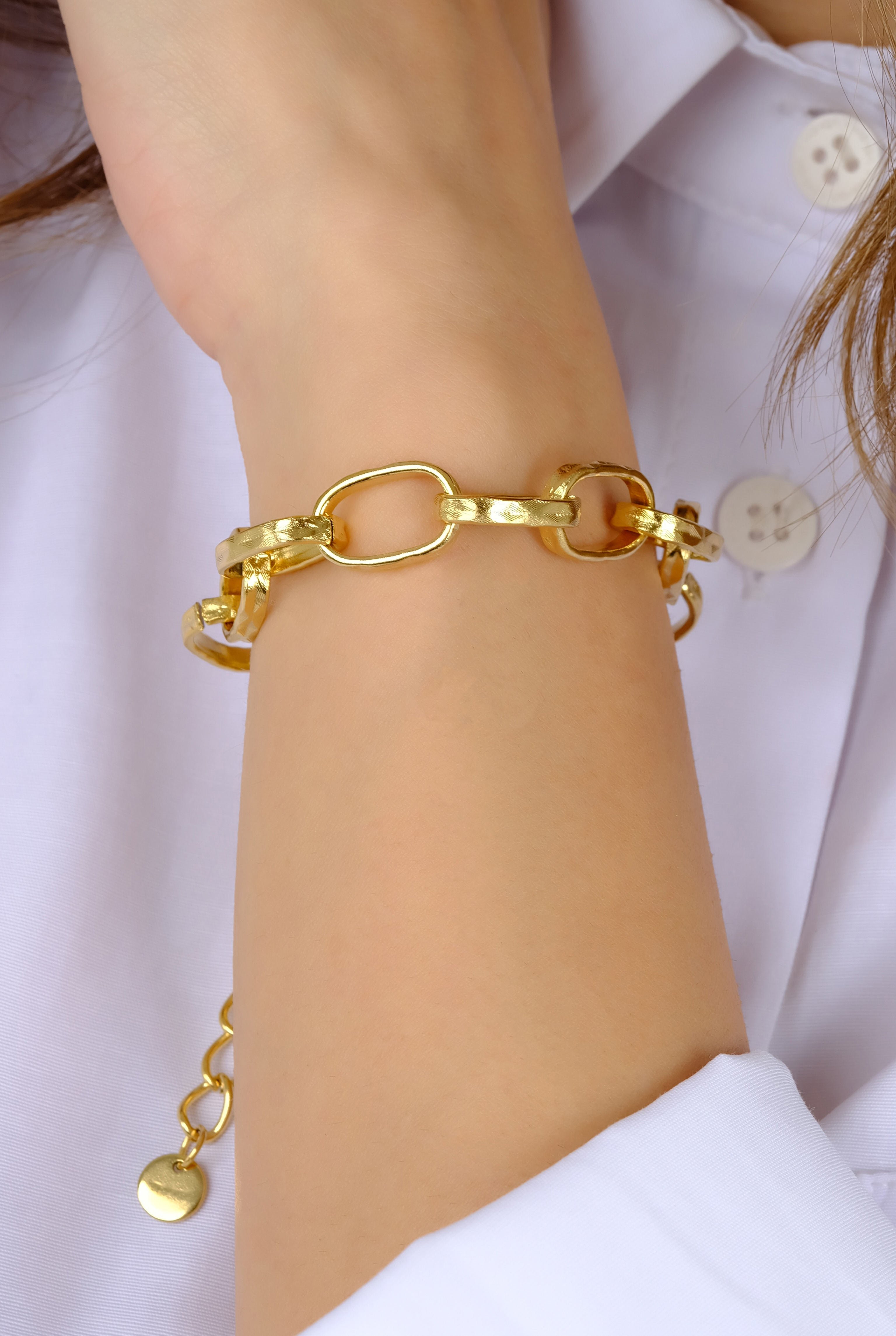 Patterned Thick Gold Bracelet