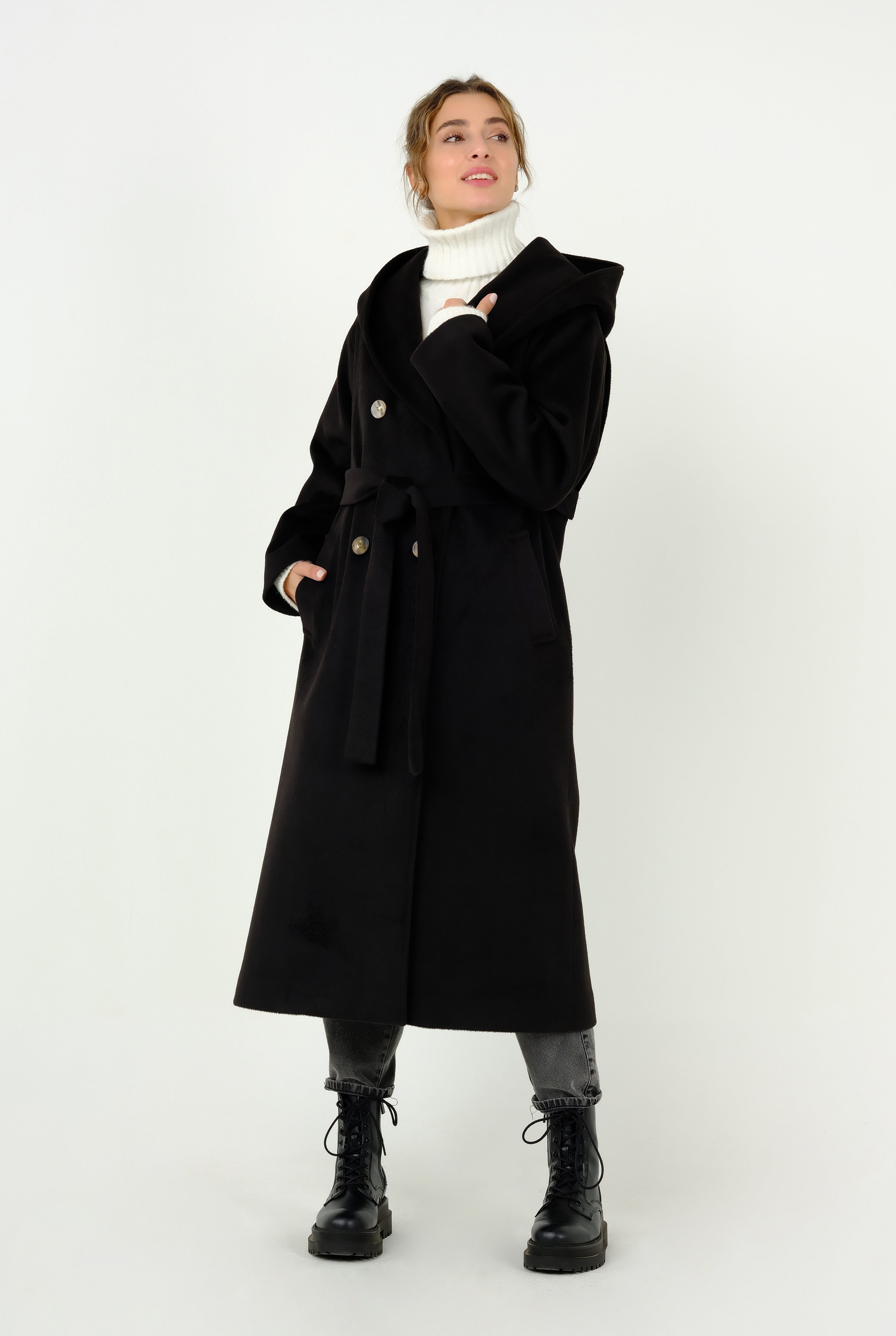 Hooded Fleece Coat Black 