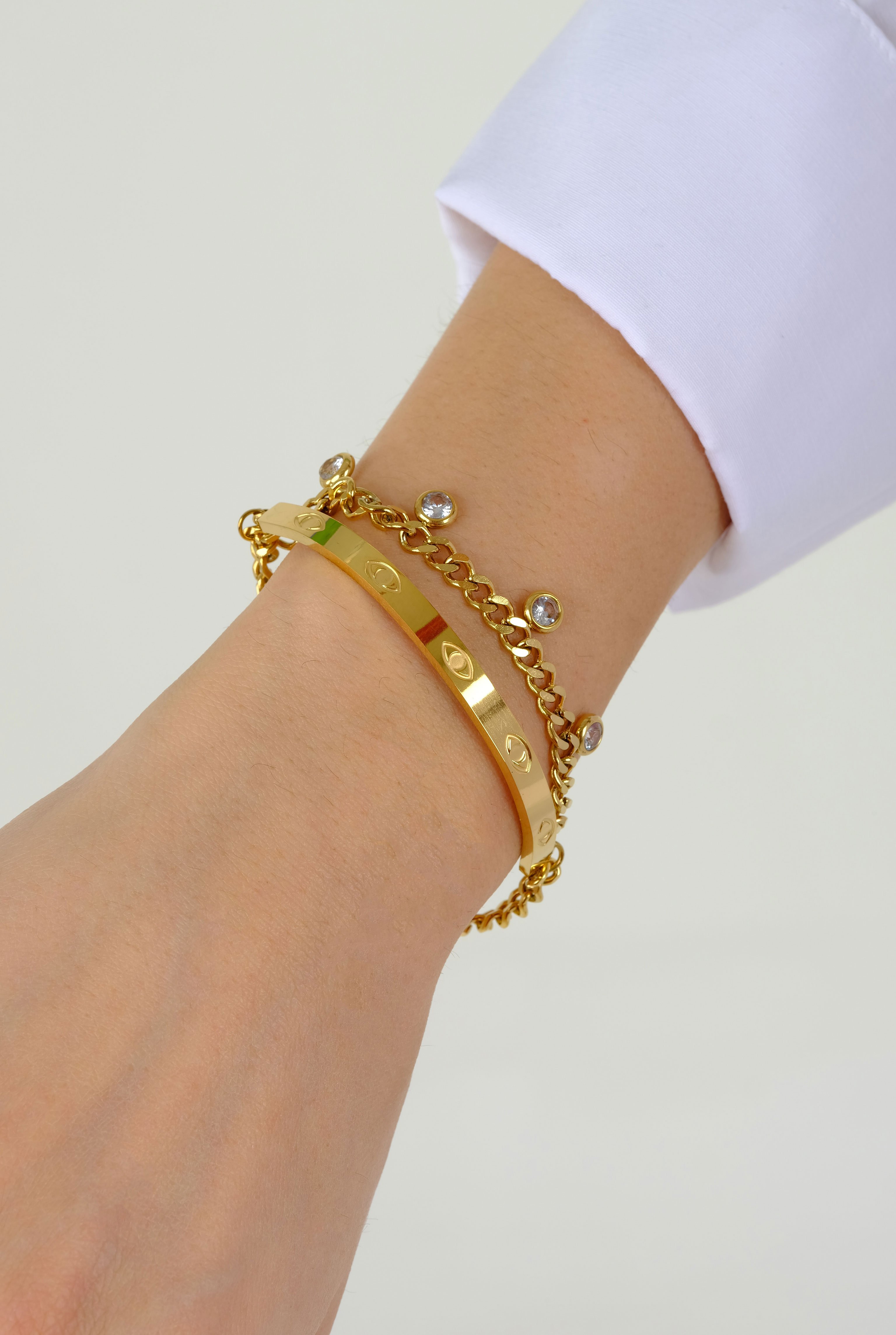 Mini Stoned Gold Chain Bracelet