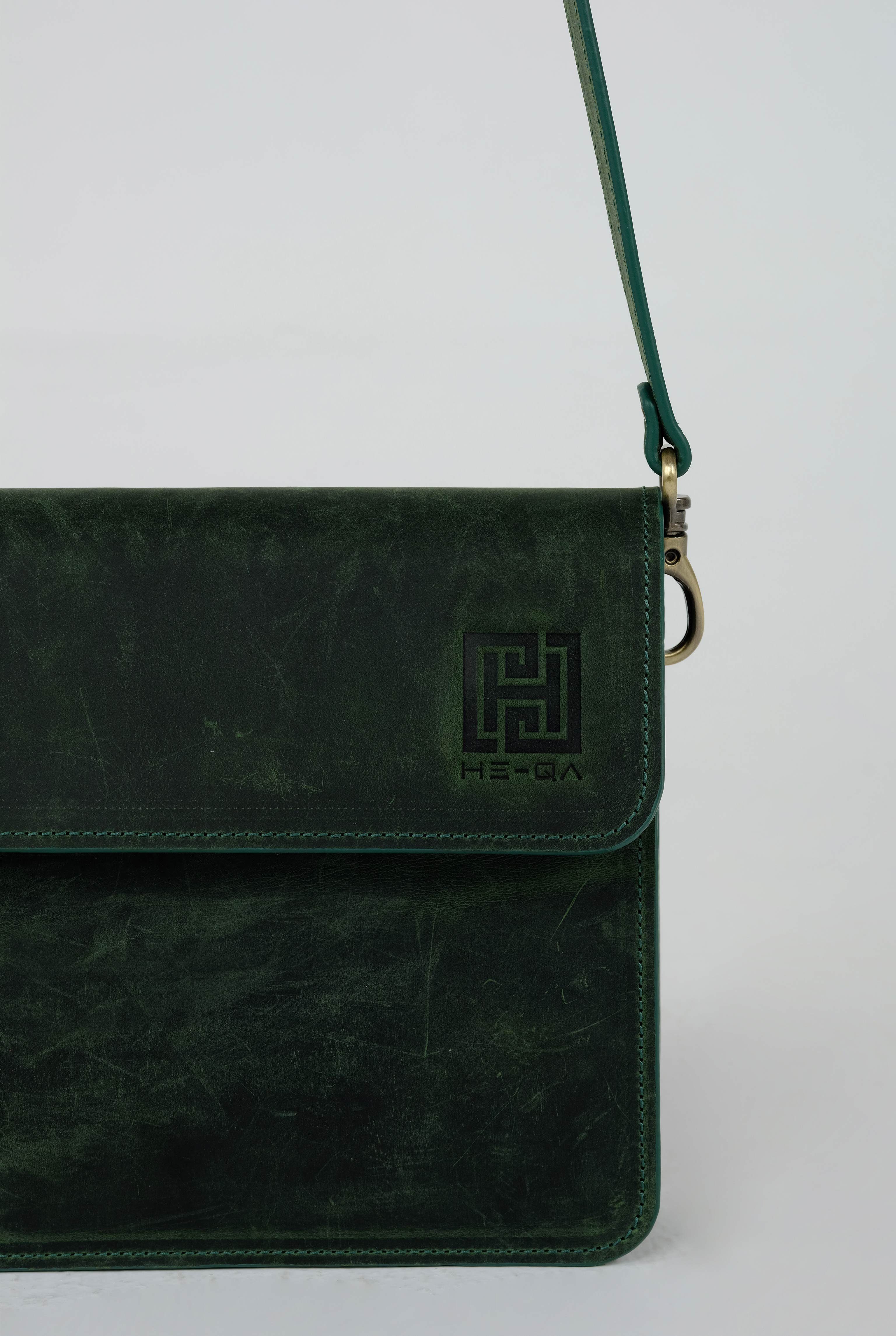 Covered Leather Bag Green 