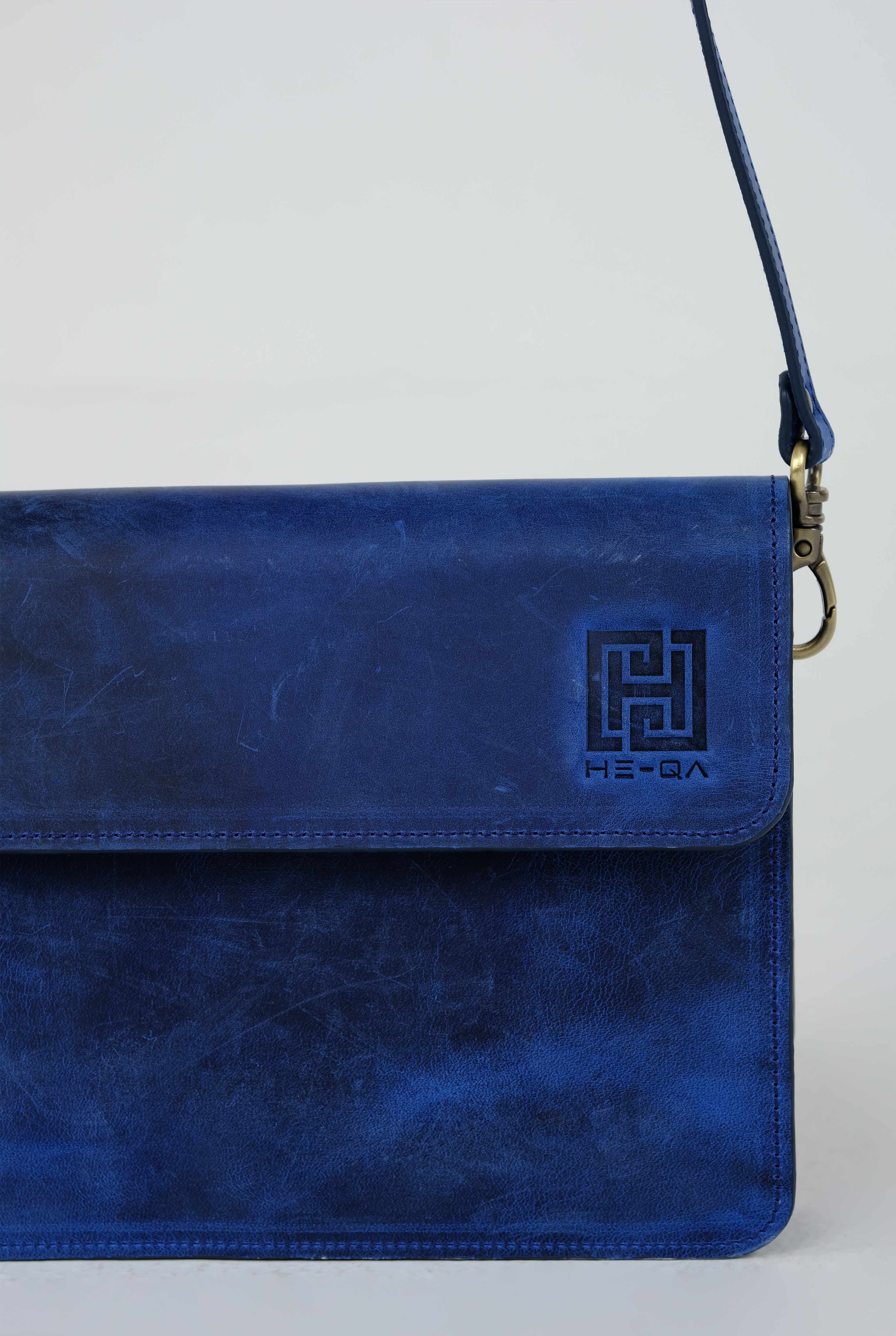 Covered Leather Bag Blue
