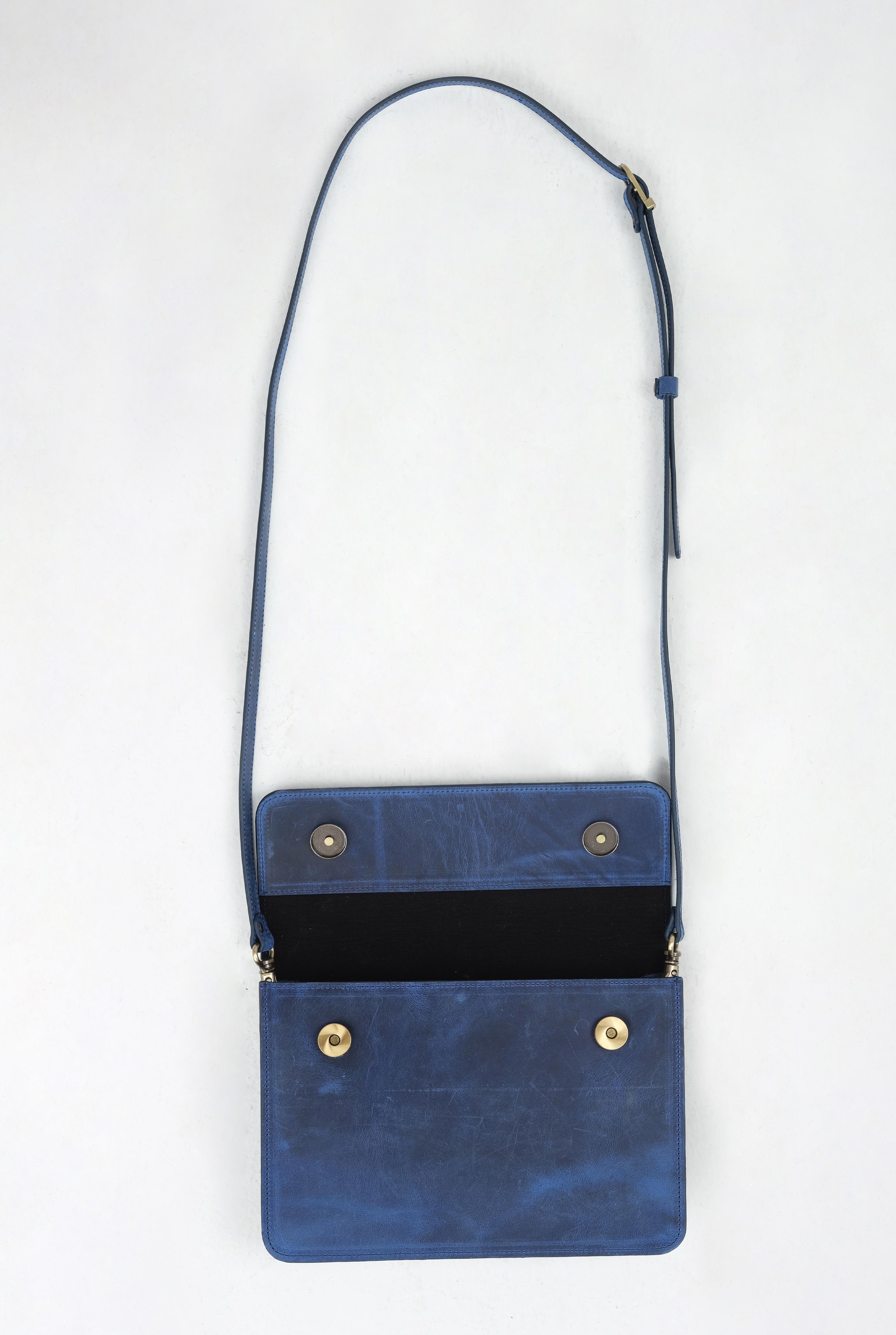 Covered Leather Bag Blue