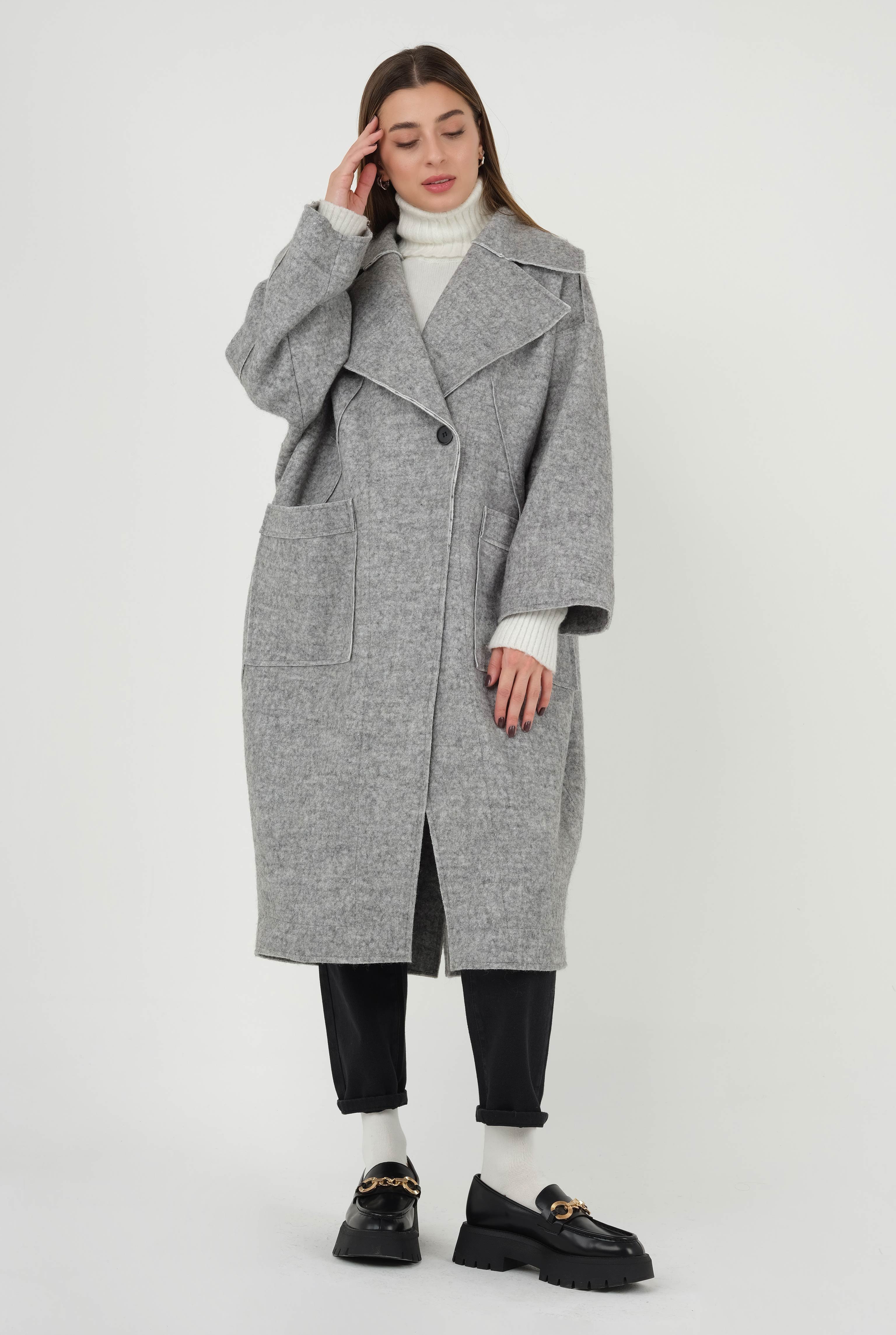 Oversize Felt Coat Gray 