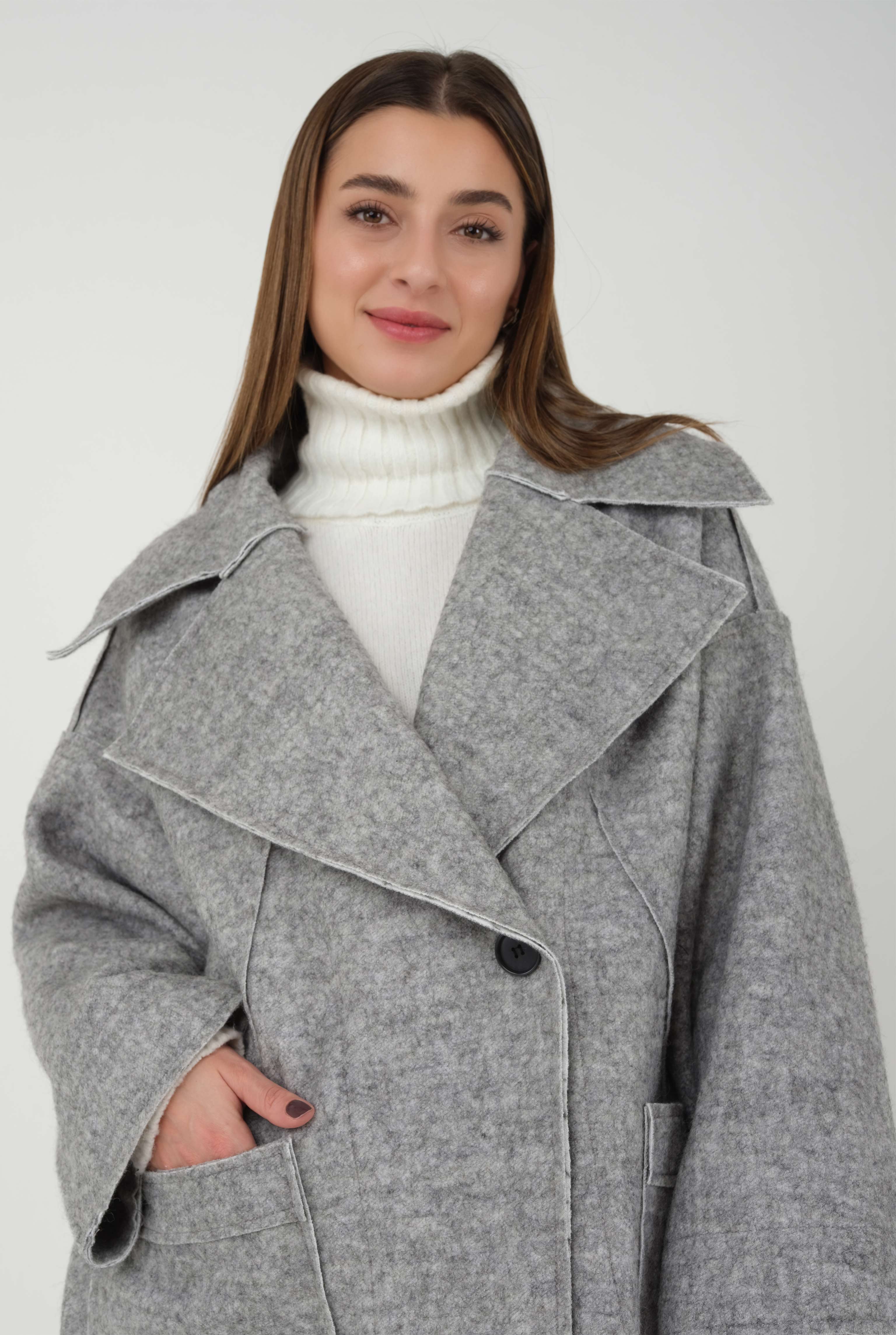 Oversize Felt Coat Gray 