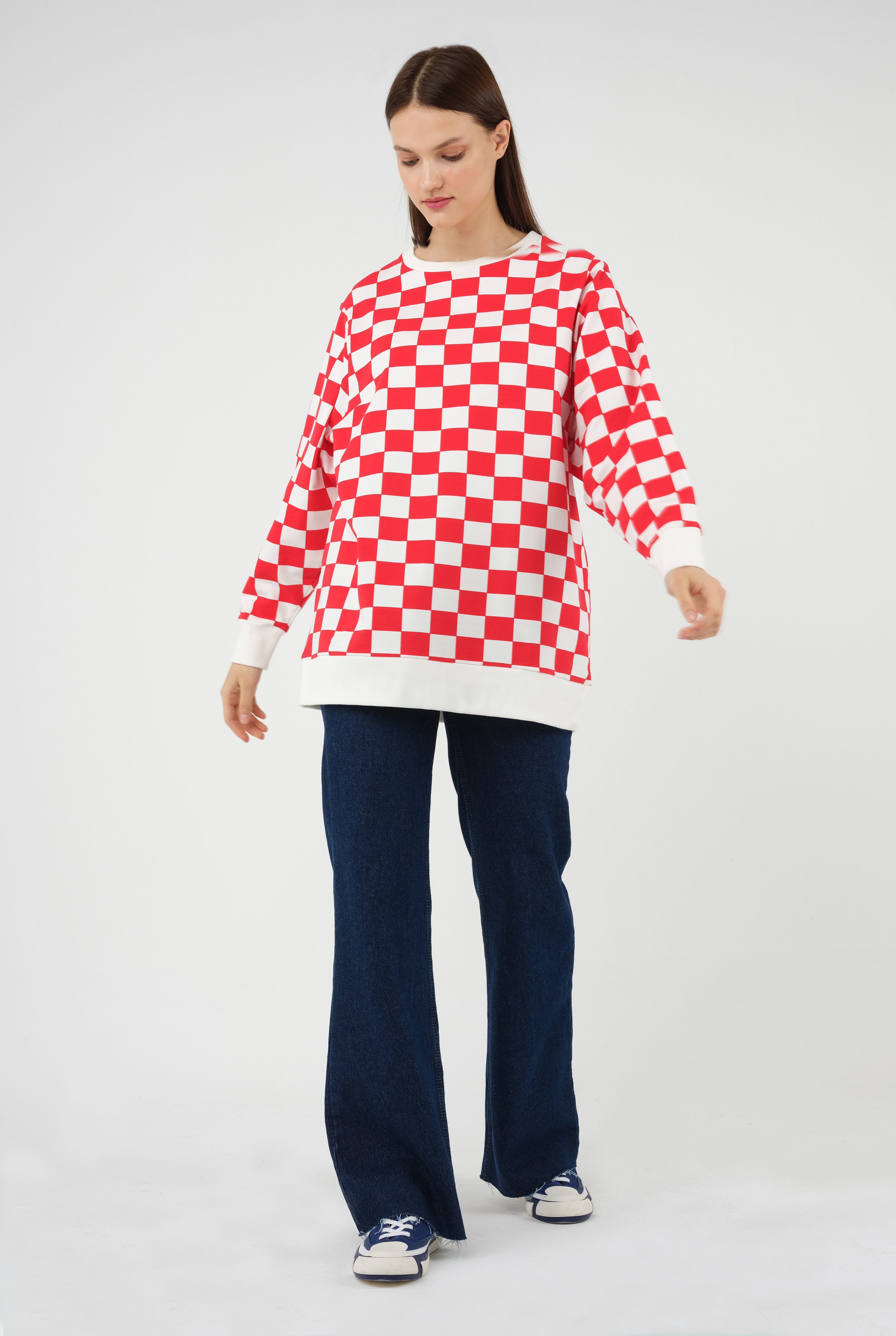 Batwing Sleeve Sweat Red 