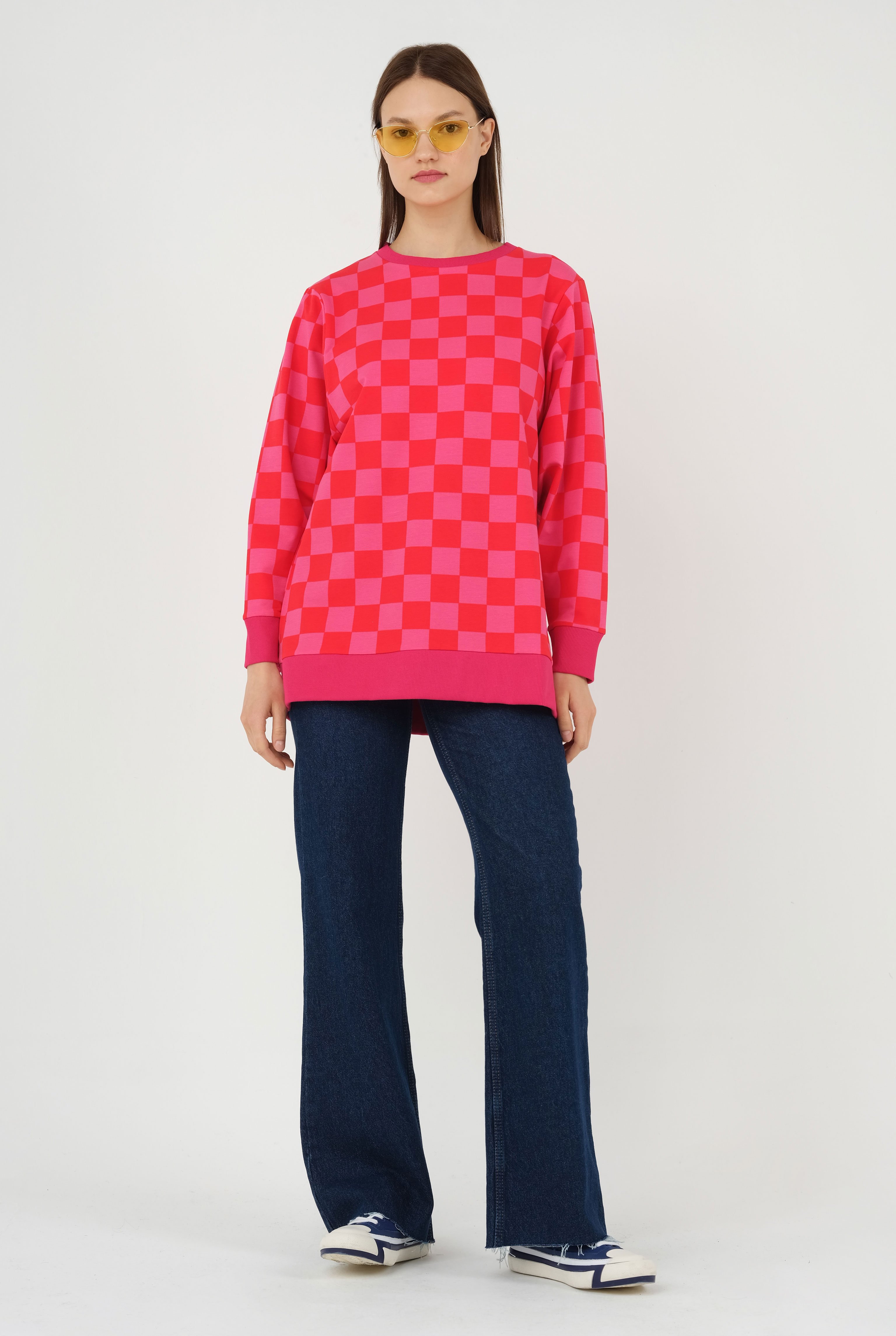 Batwing Sleeve Sweat Pink-Red