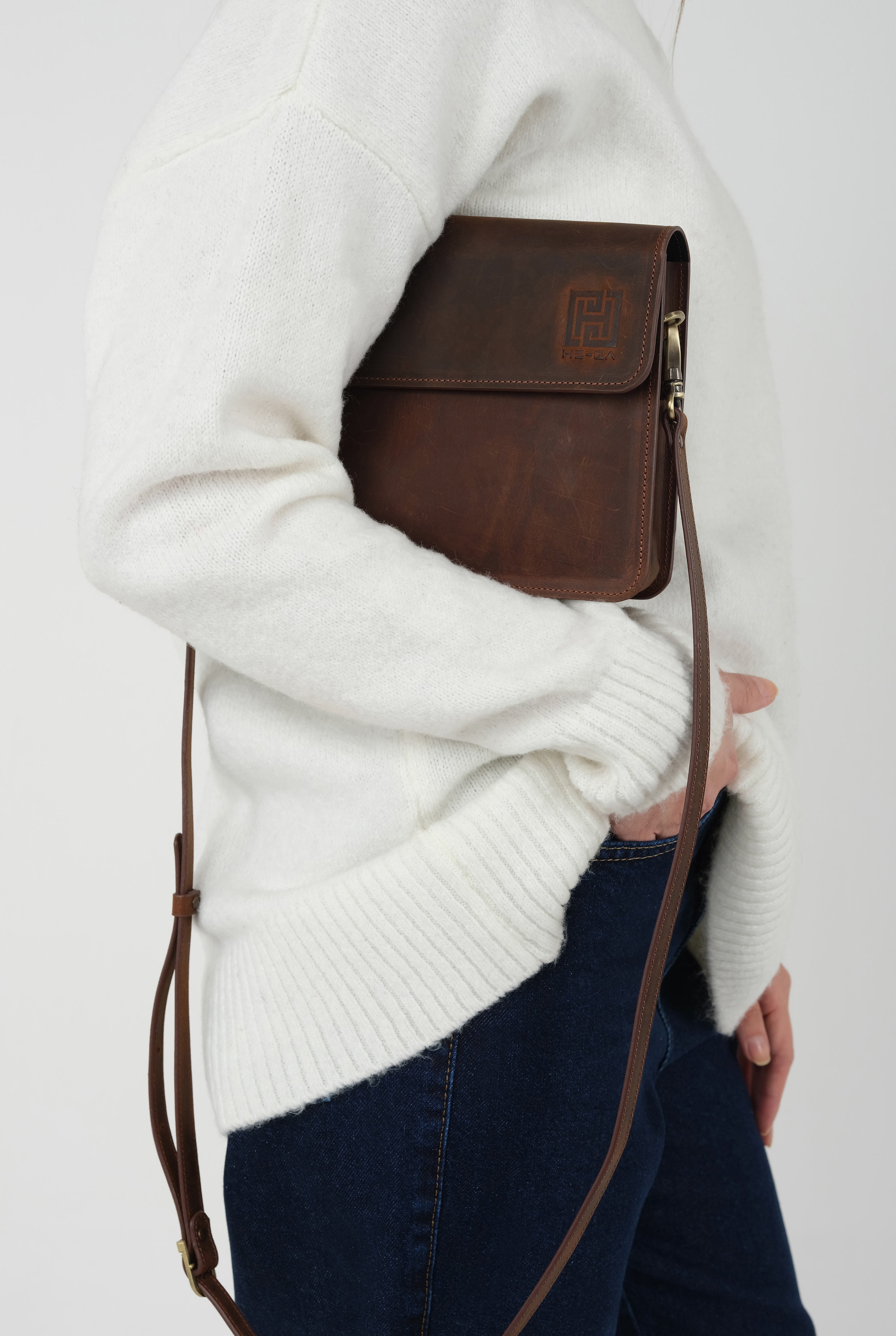 Covered Leather Bag Brown 