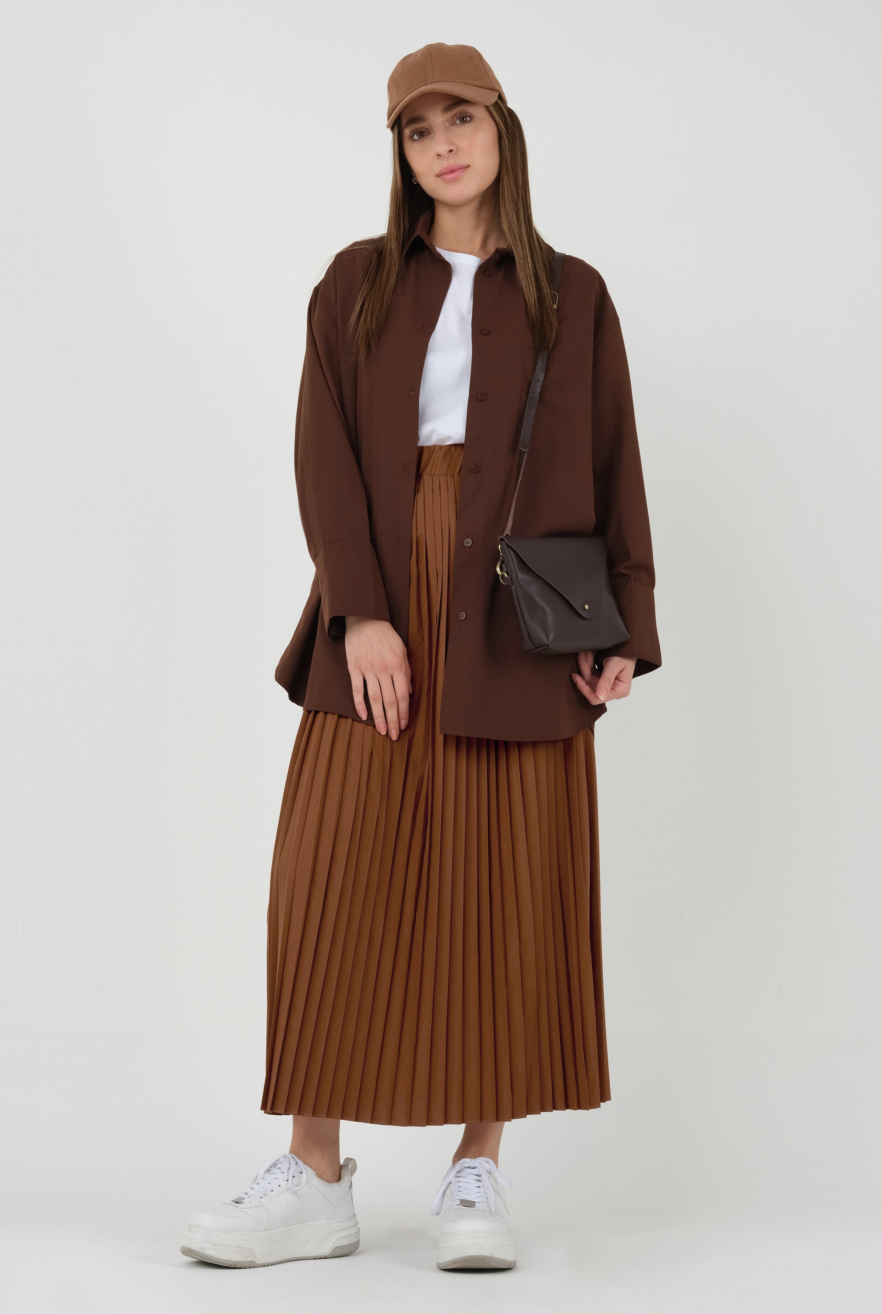 Pleated Skirt Mummy Brown 