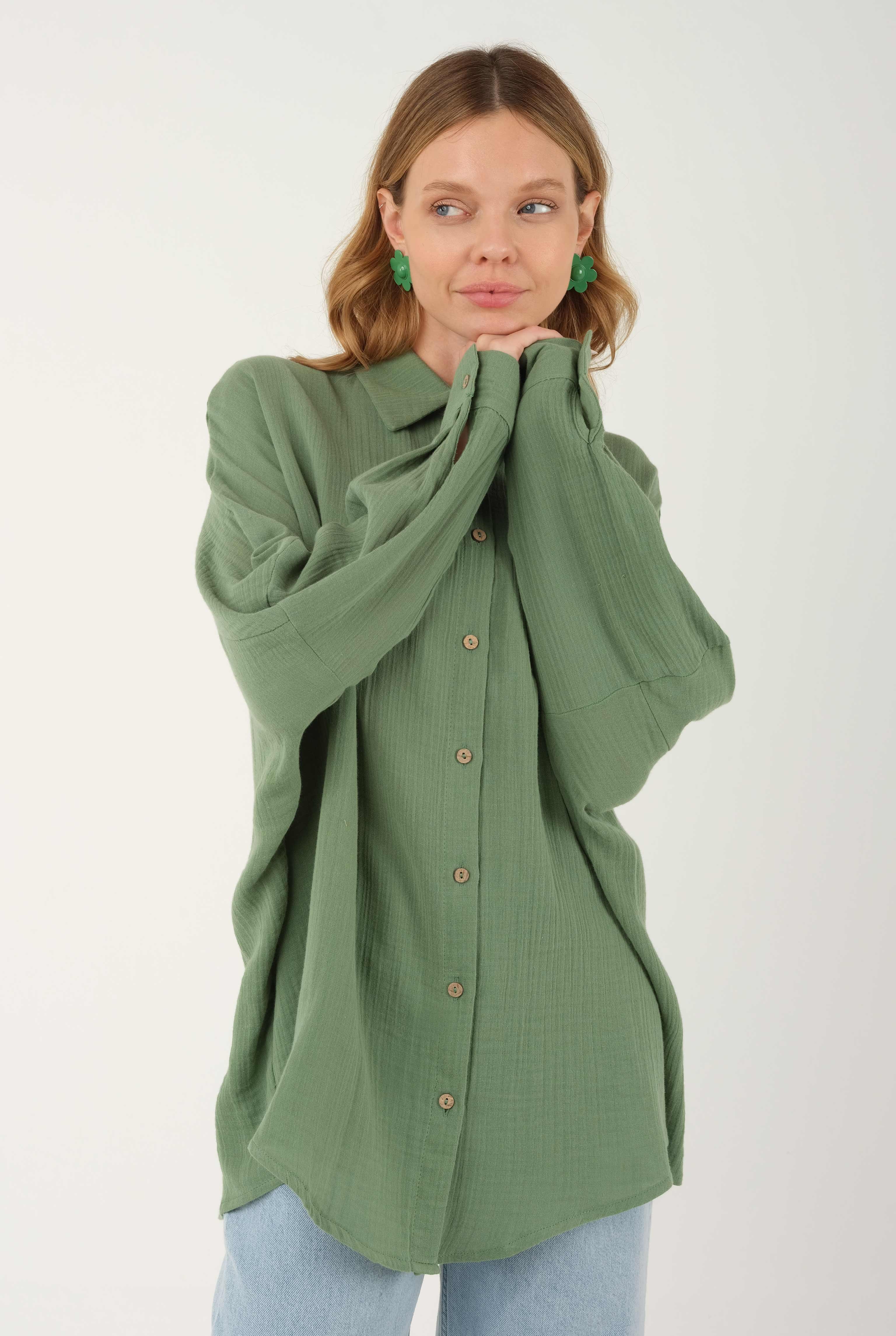 Oversize Muslin Shirt Green 