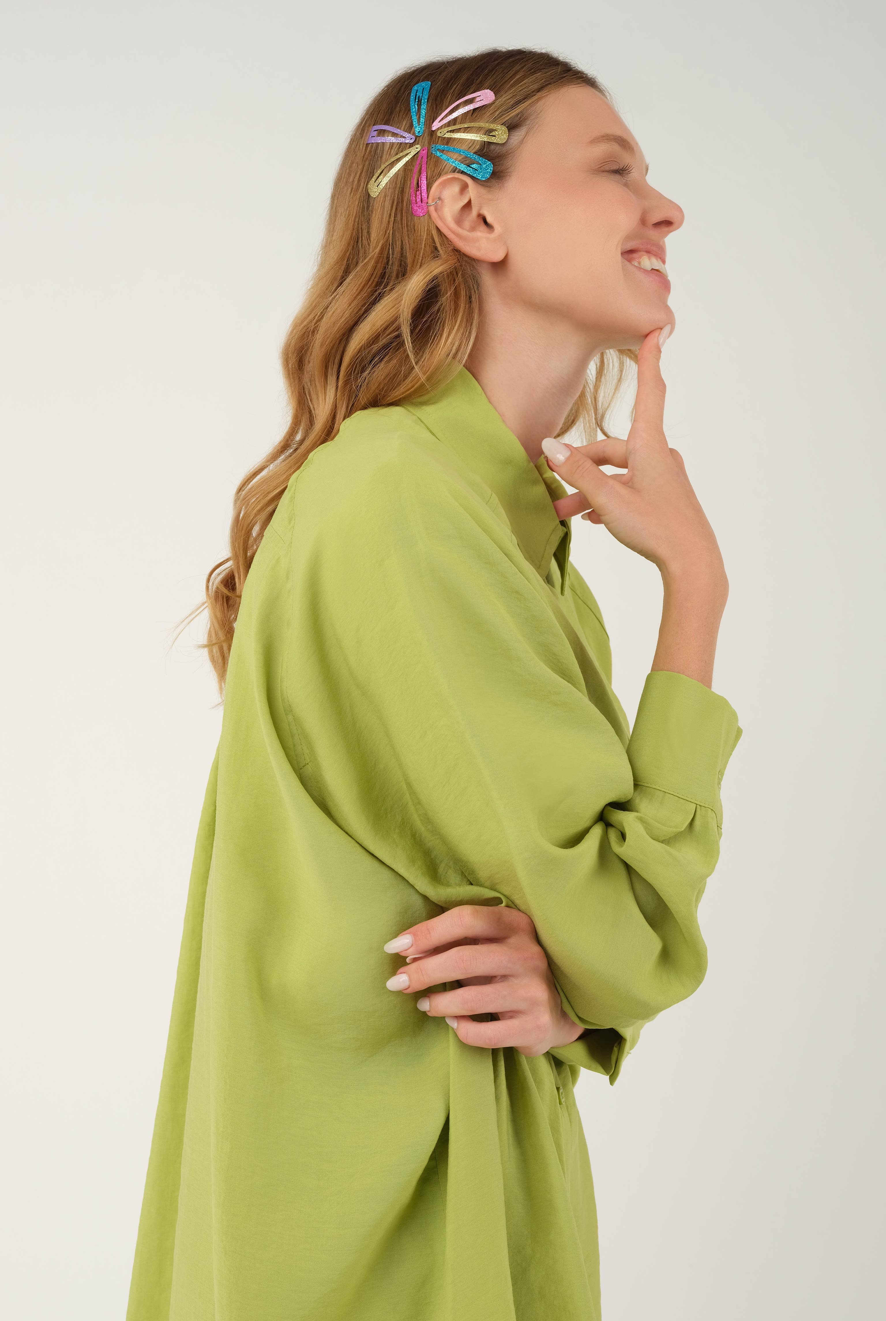 Raglan Sleeve Modal Shirt Pistachio Green 