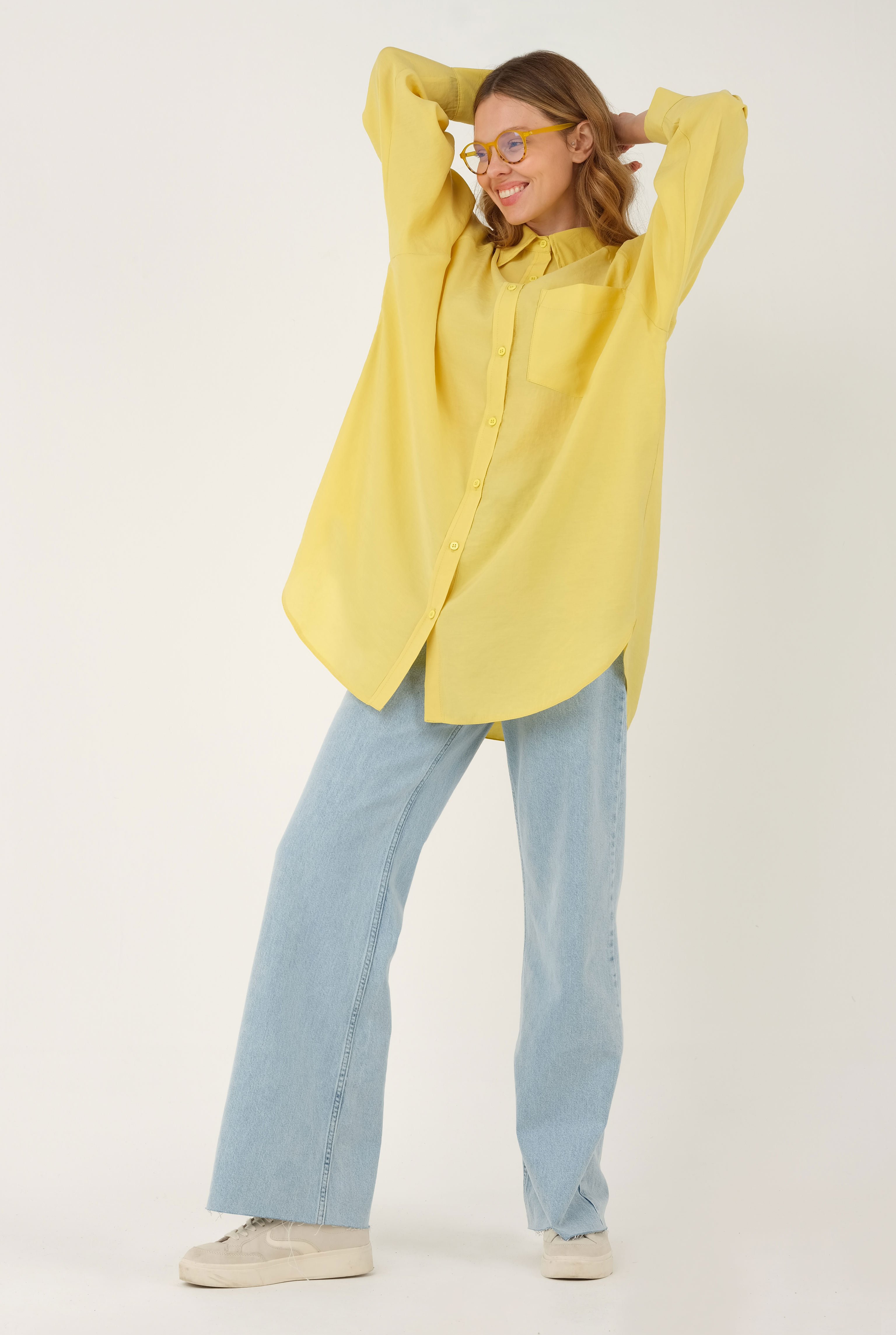 Raglan Sleeve Modal Shirt Pastel Yellow 
