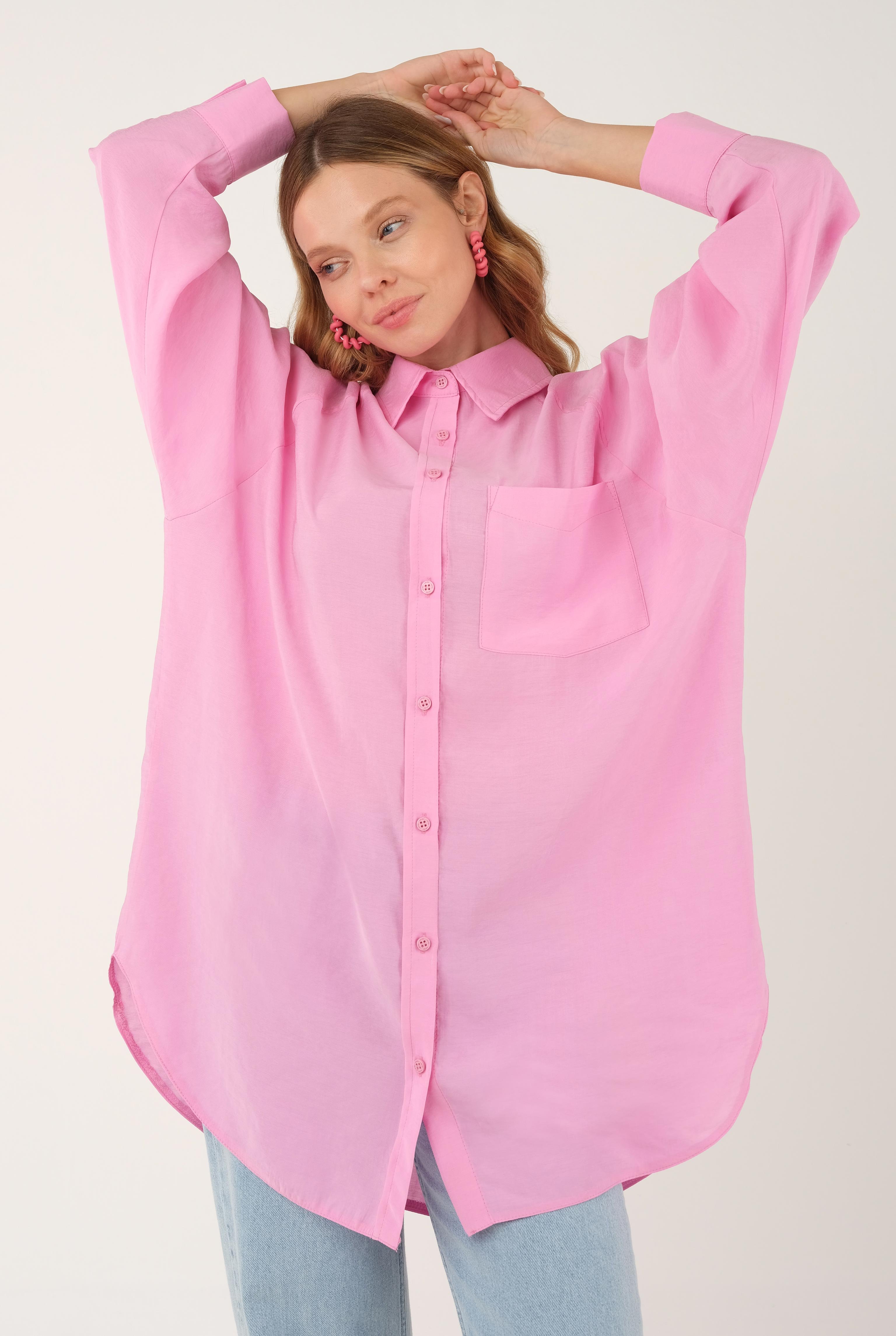 Raglan Sleeve Modal Shirt Pink