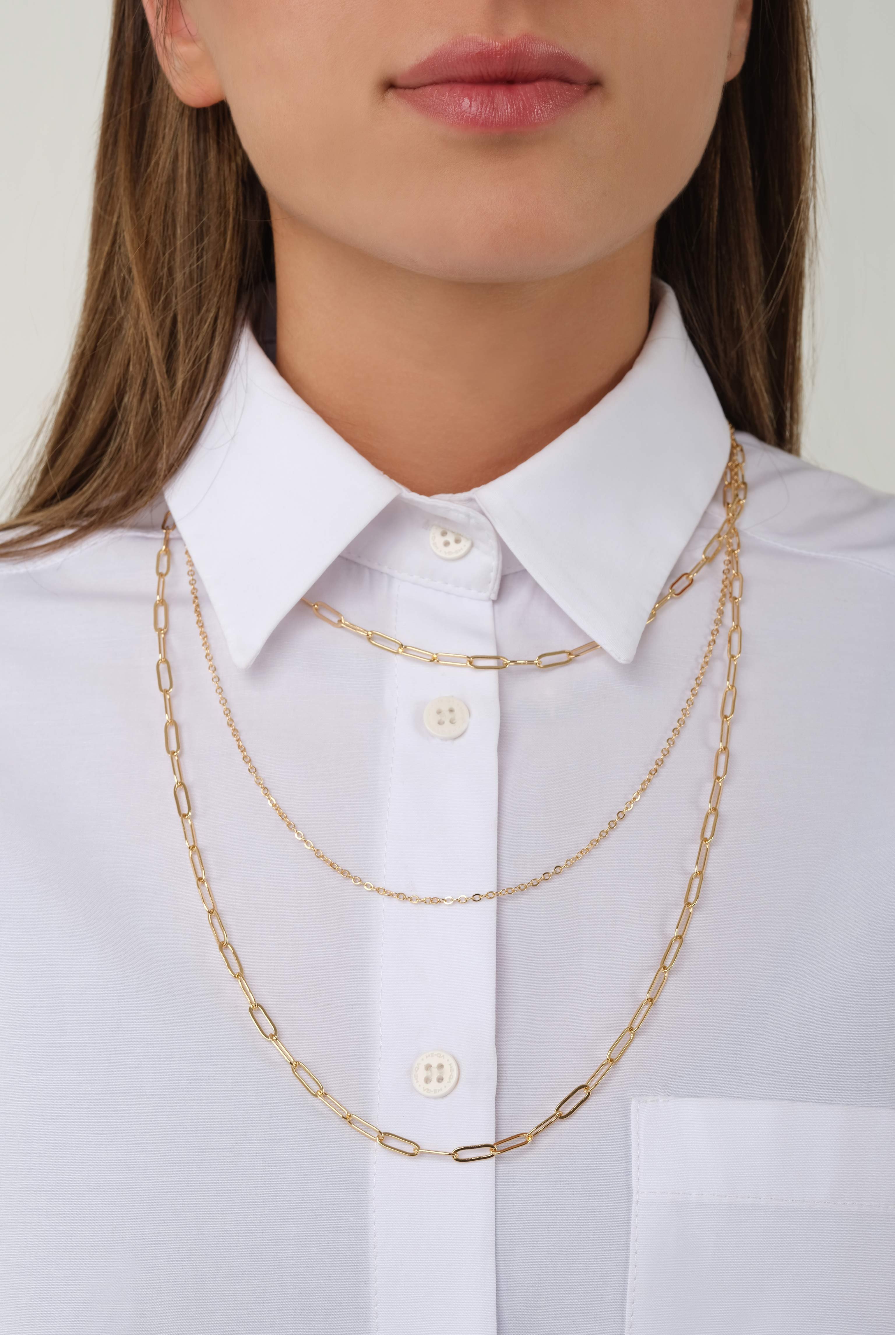 Modern Chain Triple Gold Necklace 