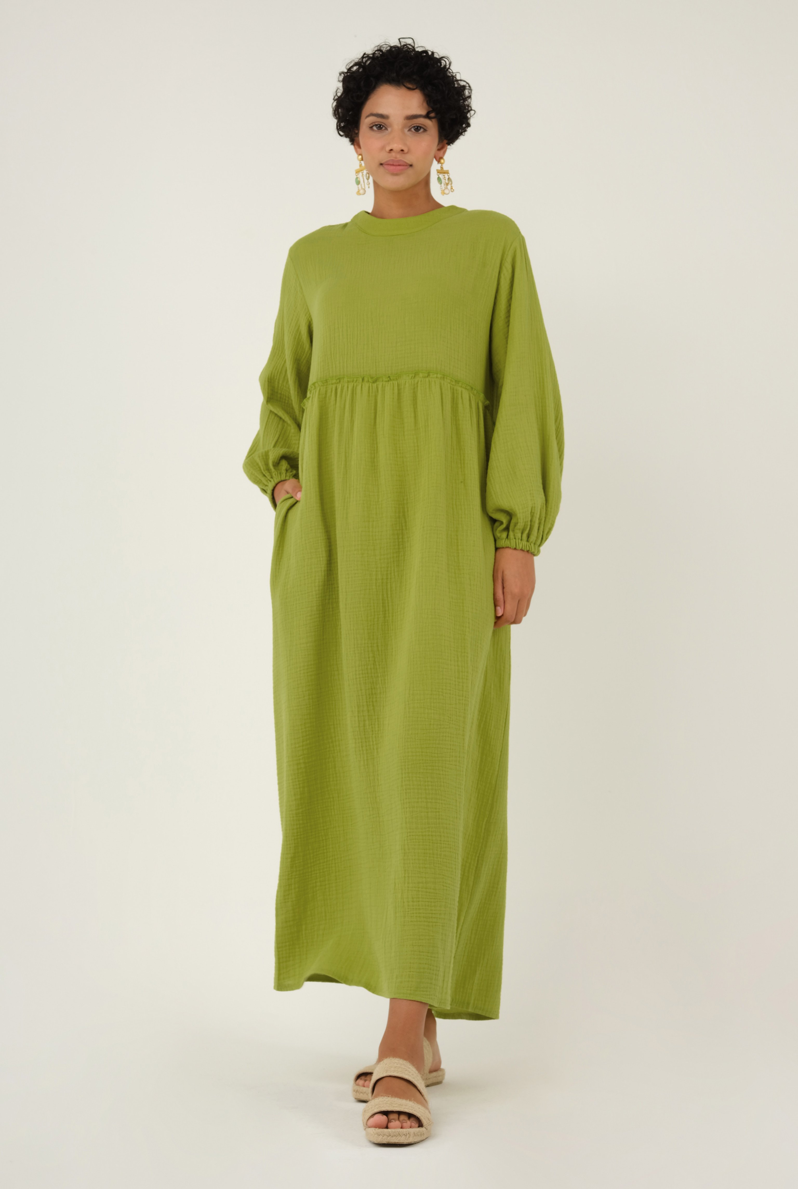 Muslin Dress Acidic Green 