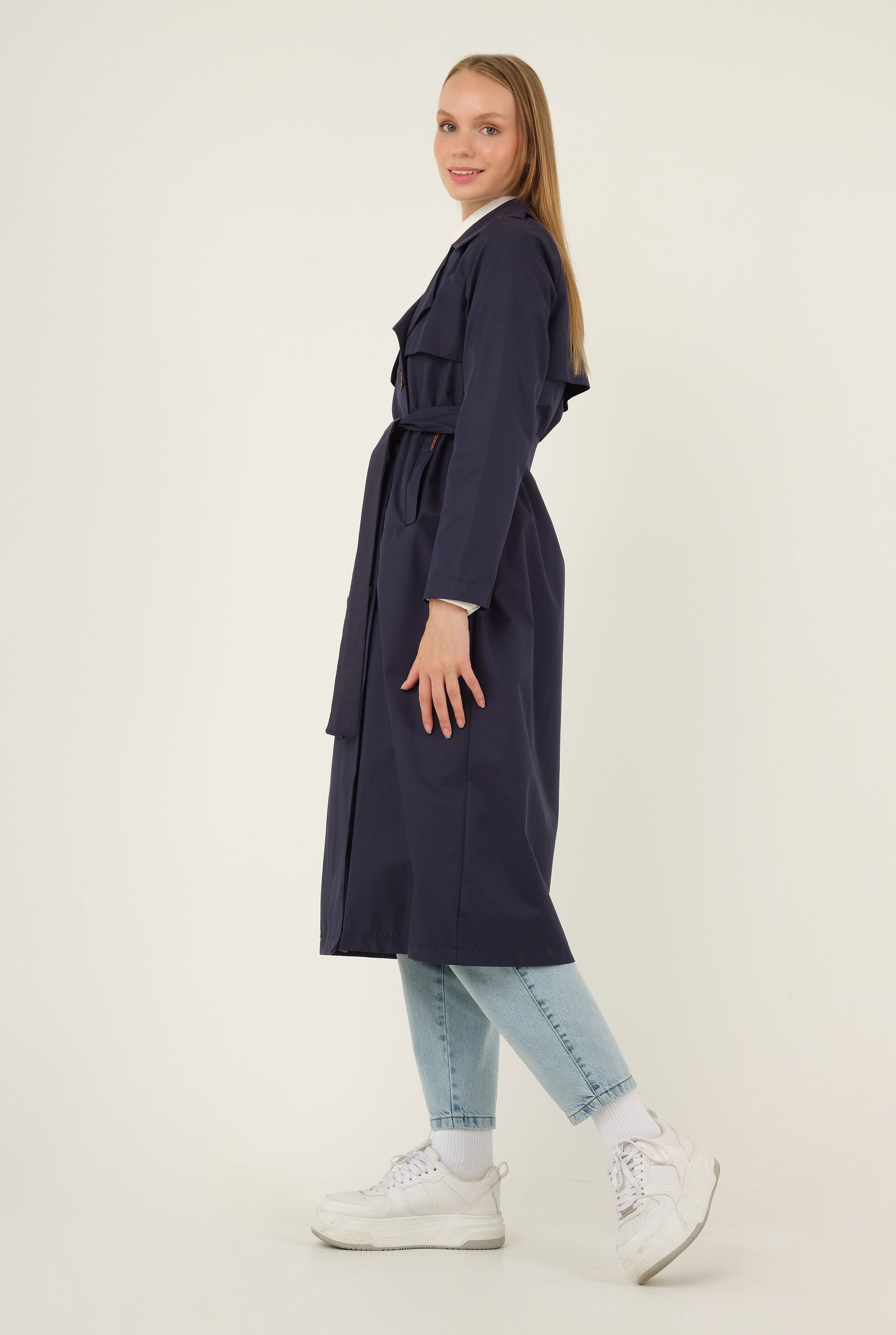 Past Trench Coat Navy Blue 