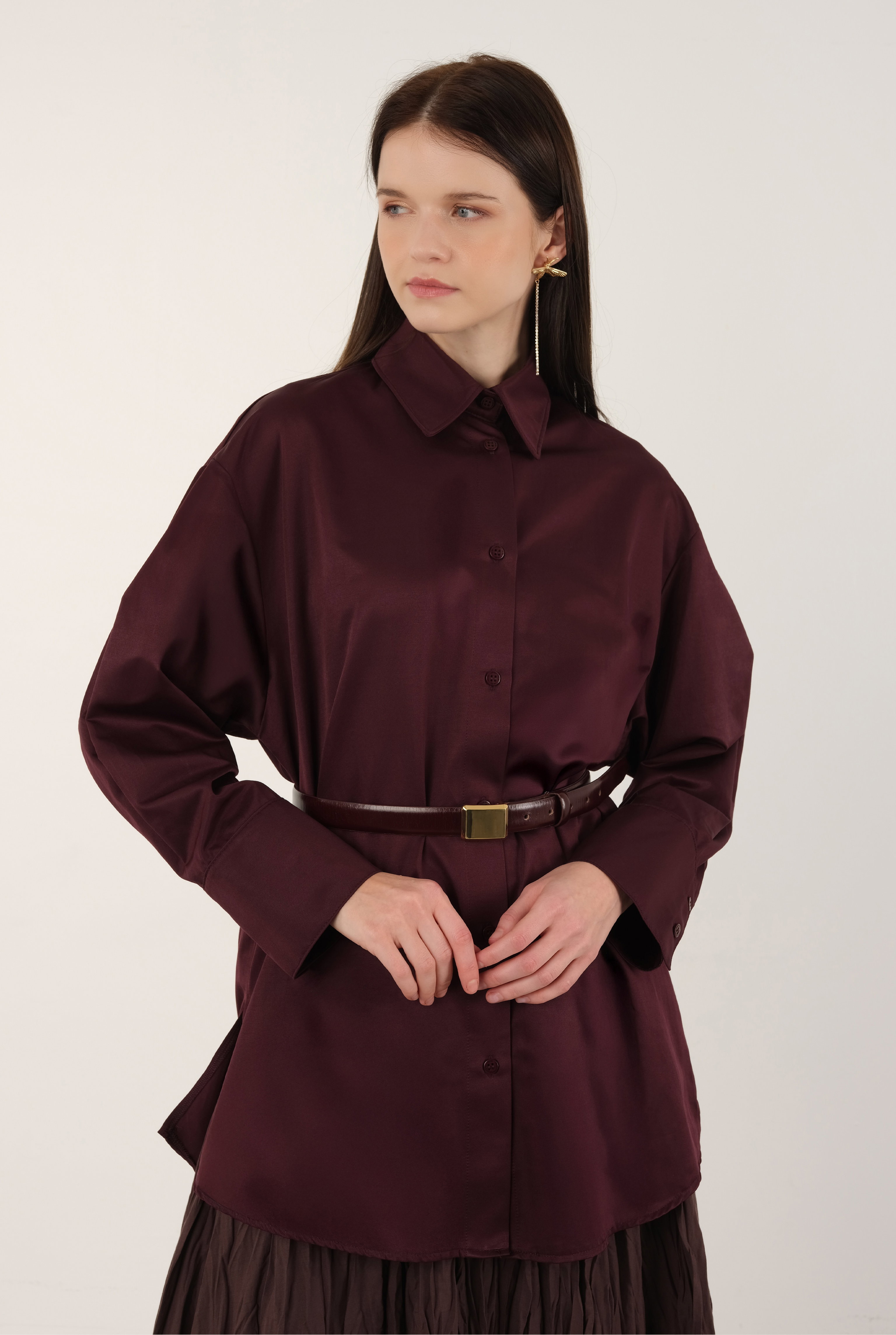 Poplin Shirt Short Bordeaux - 4