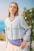 Modal Crop Ceket Bebe Mavi 