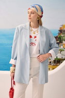 Modal Bol Kesim Blazer Ceket Bebe Mavi 
