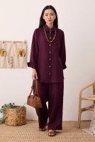Reglan Kol Basic Keten Gömlek Bordo 