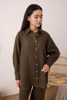 Reglan Kol Basic Keten Gömlek Fındık 