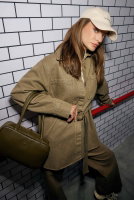 Belted Denim Shirt Beige 