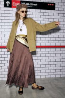 Crinkled Pleated Skirt Dark Brown 