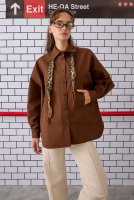 Shirt With Double Welt Pockets Brown 
