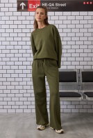 Ribbed Relaxed Fit Trousers Moss Green 