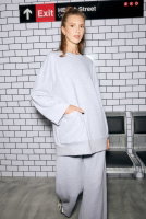 Ribanalı Rahat Kesim Sweatshirt Gri Melanj 