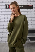 Ribanalı Rahat Kesim Sweatshirt Yosun Yeşili 