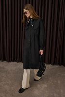 Long Ruched Detail Shirt Black 