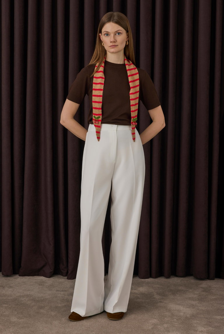 Double Pleated Palazzo Trousers Ecru - HE-QA