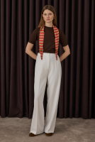 Double Pleated Palazzo Trousers Ecru 