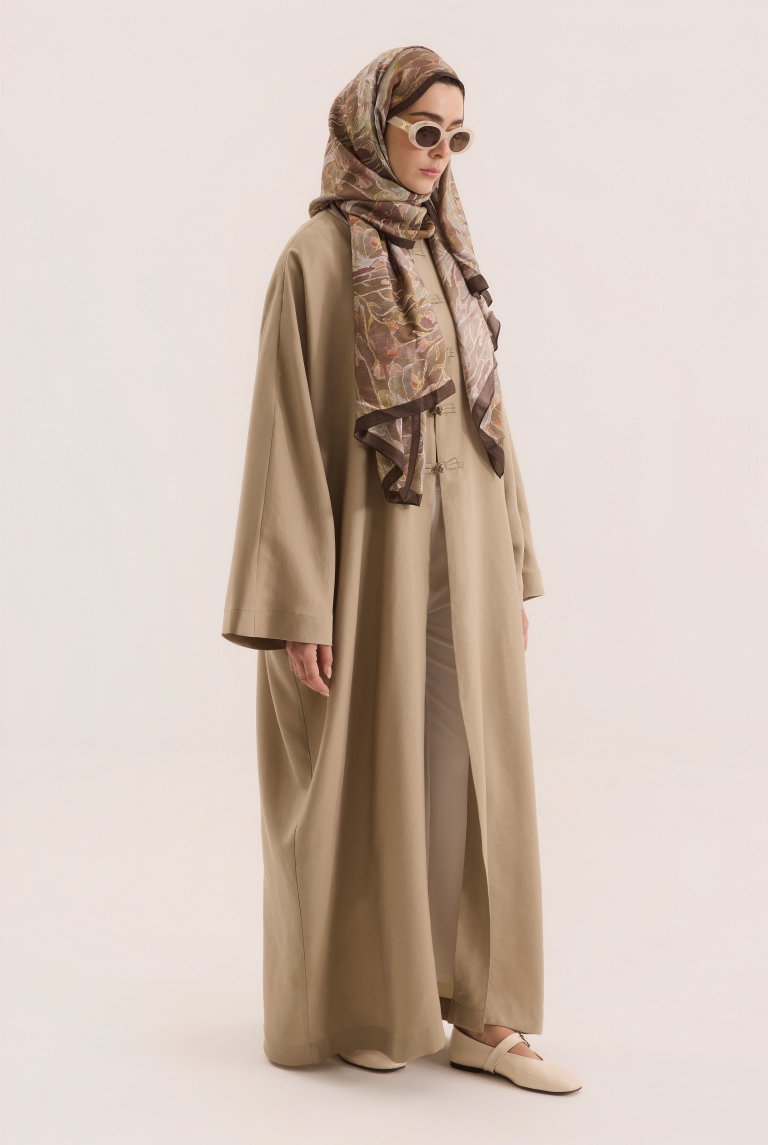 Çin Düğmeli Abaya Vizon - HE-QA