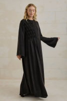 Pintuck Detail Lyocell Abaya Black 