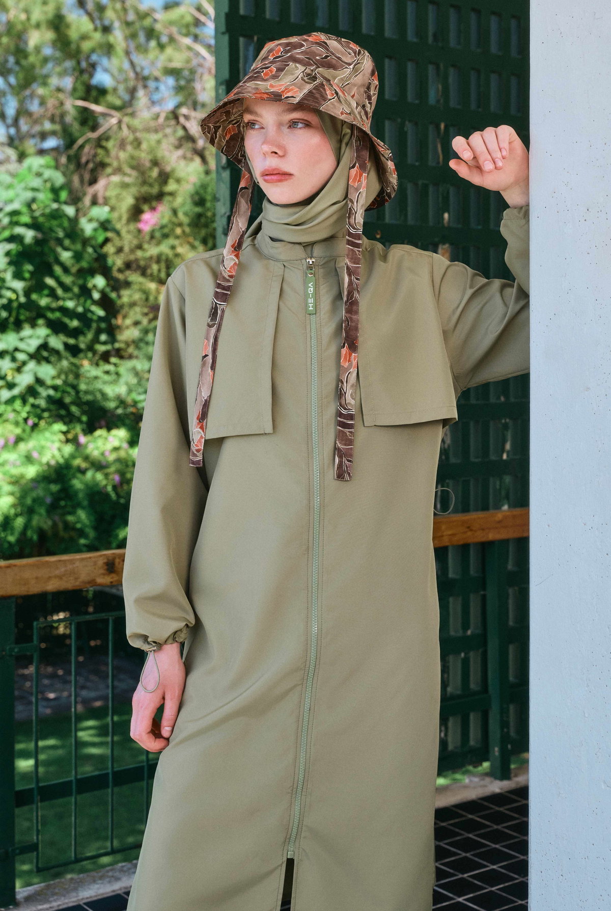Long Swimwear Set with Windbreaker Detail Light Khaki - HE-QA
