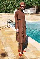 Long Swimwear Set with Windbreaker Detail Brown 