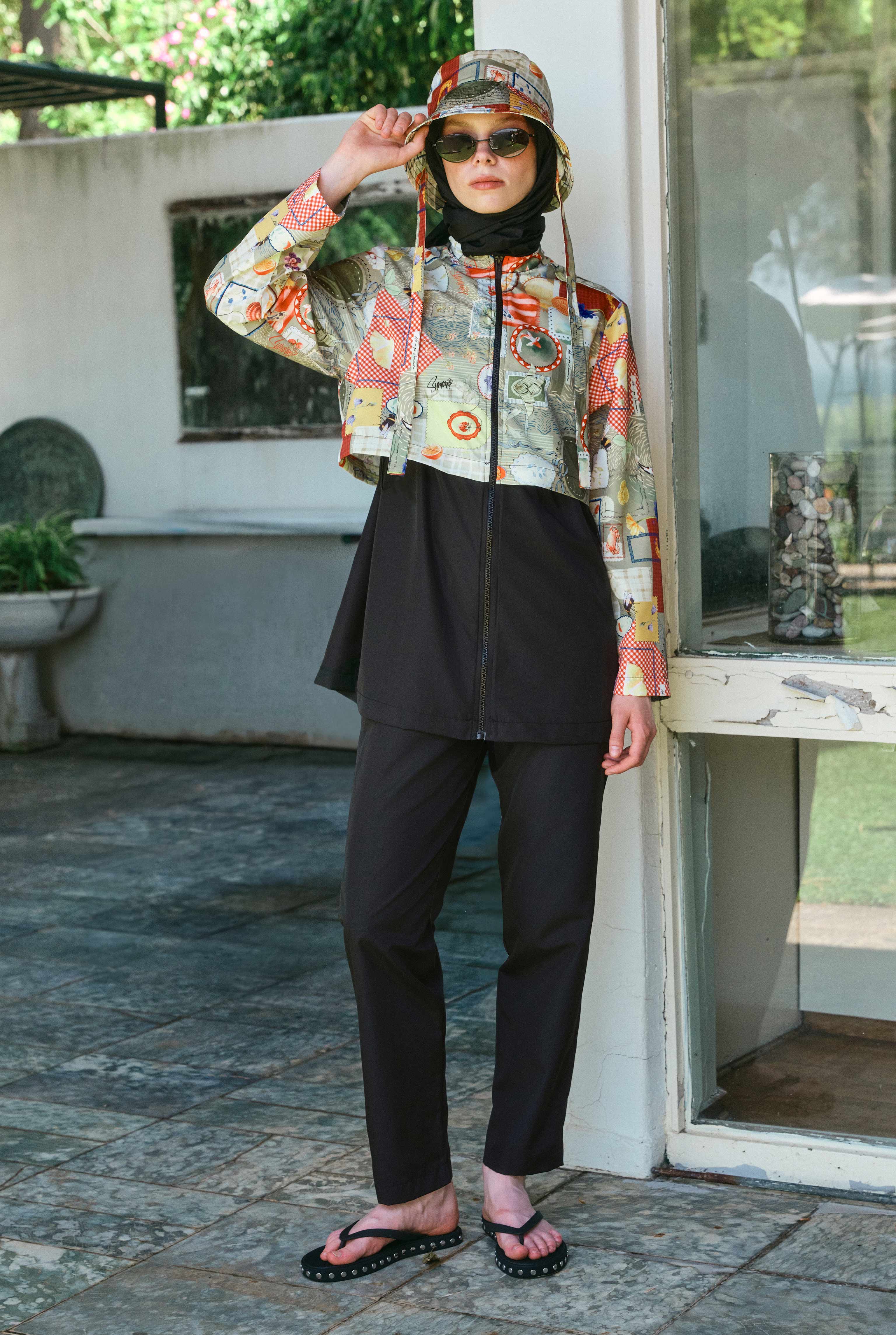 Patterned Short Swimsuit Garden Mix - 1