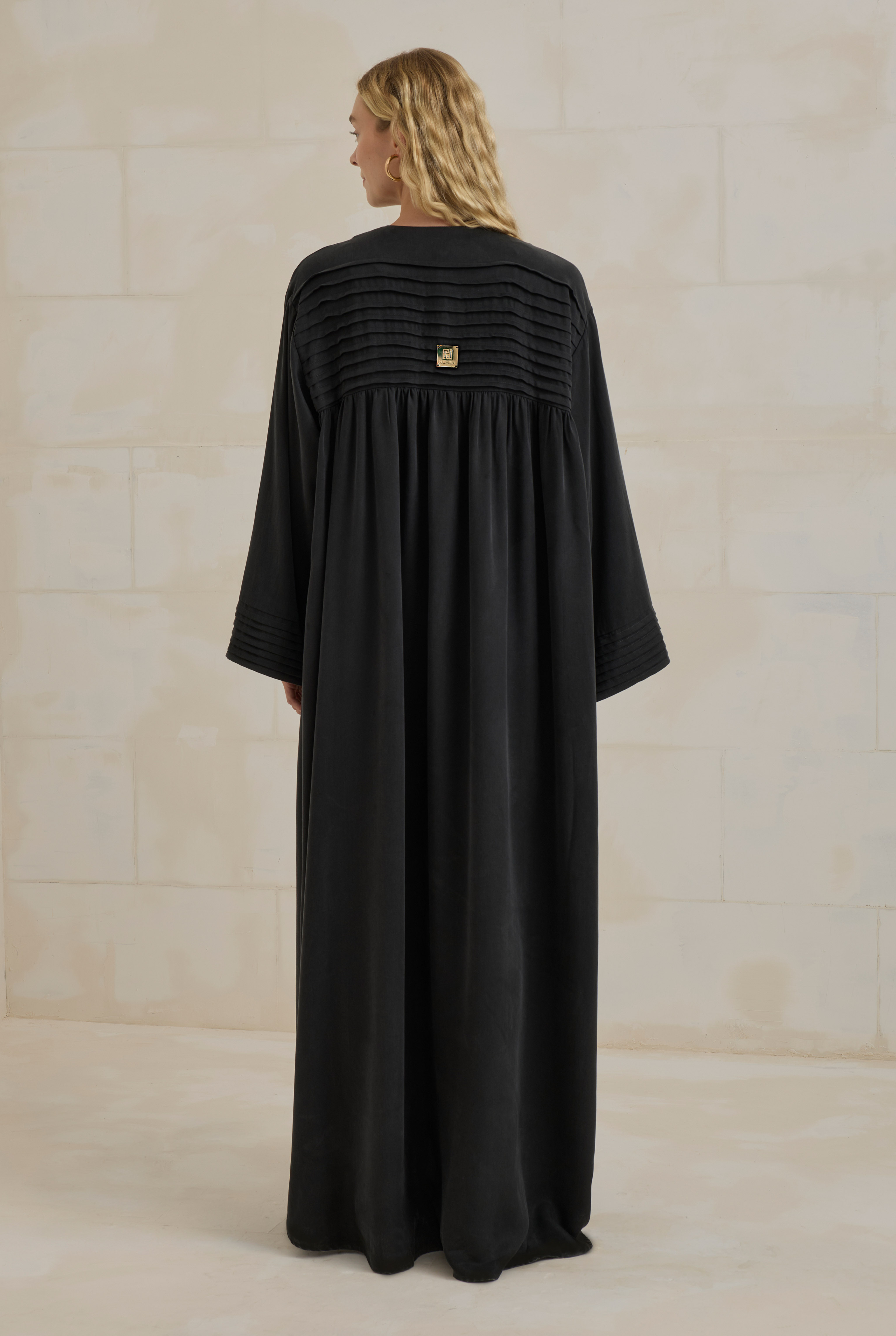 Nervürlü Liyosel Abaya Siyah - 5