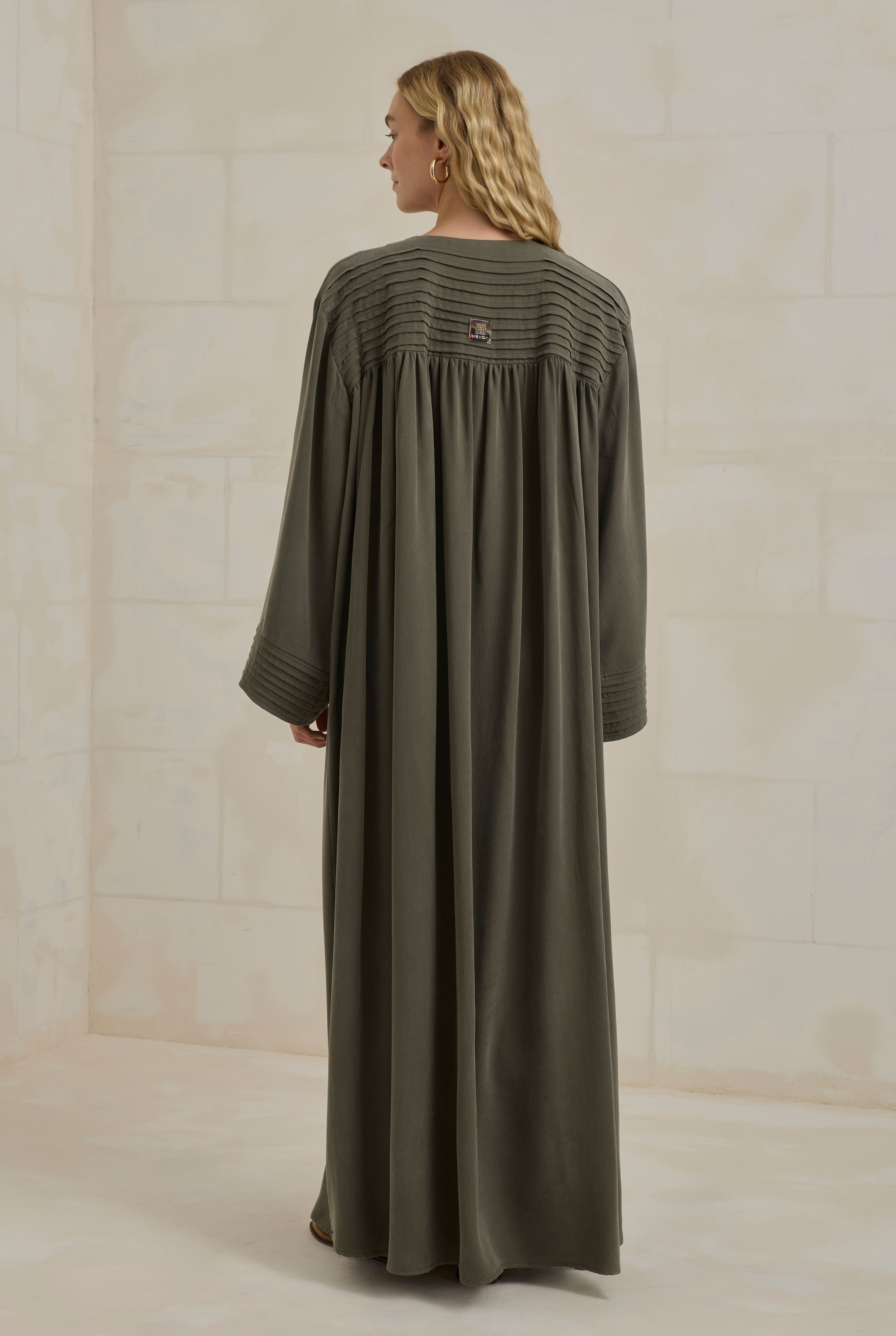 Nervürlü Liyosel Abaya Haki - 6